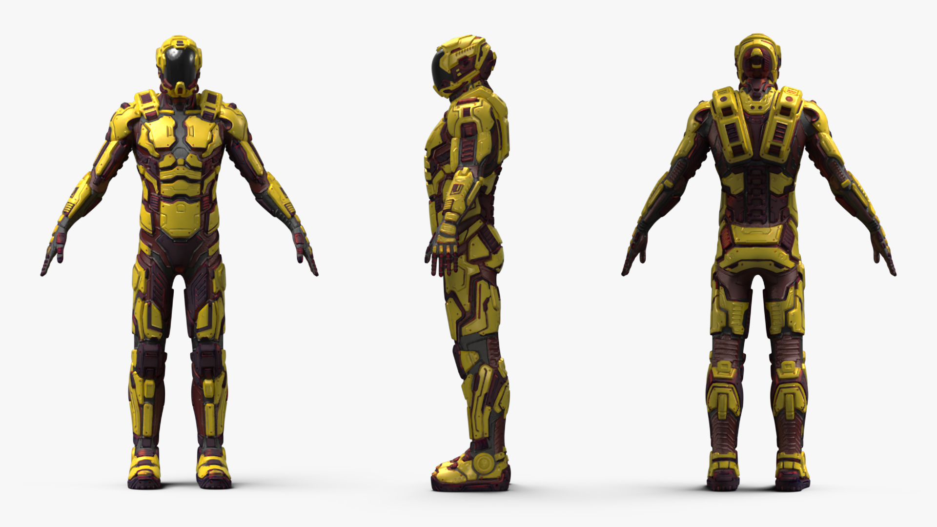 Futuristic Armored Cyborg Yellow 3D