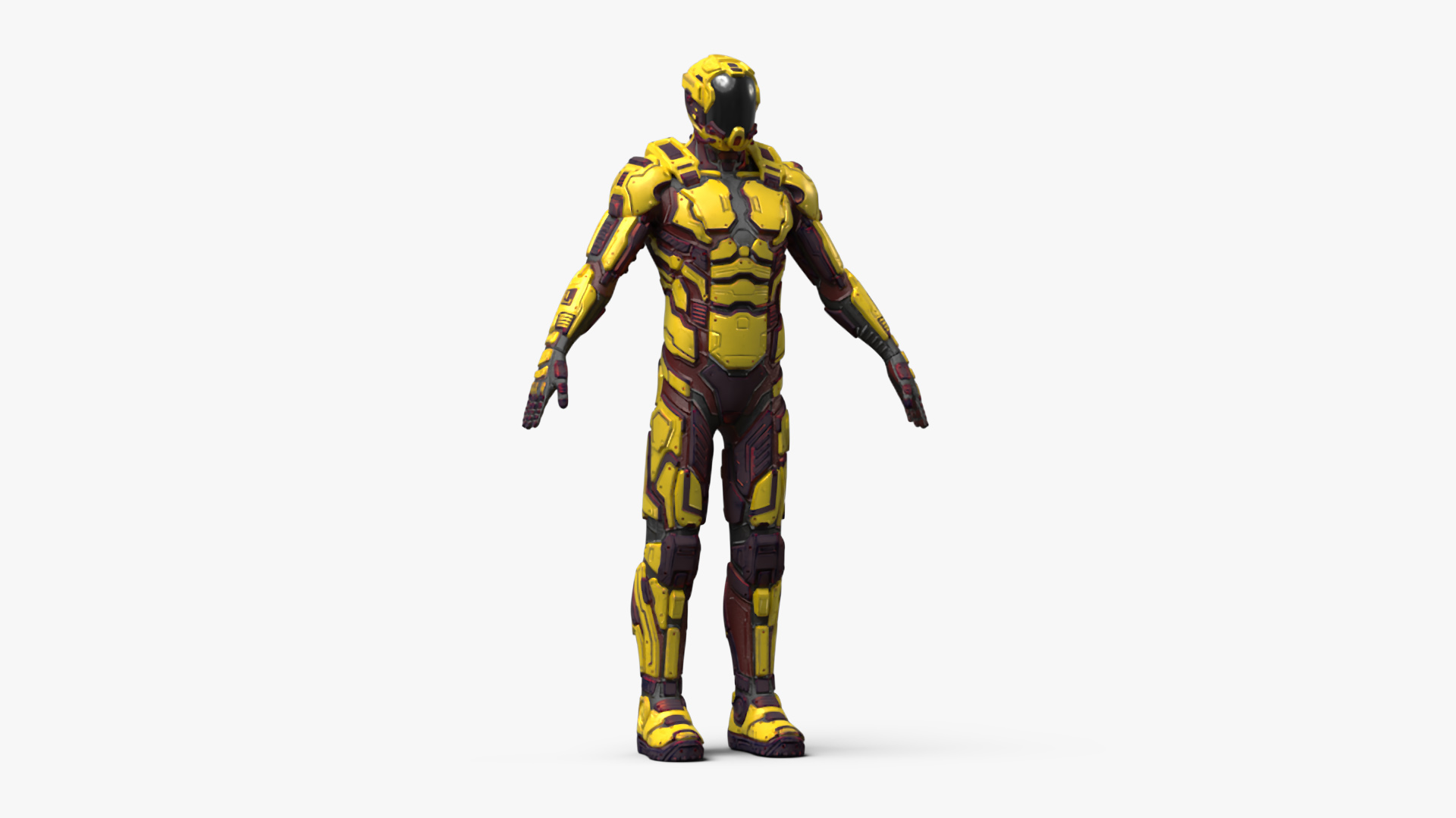 Futuristic Armored Cyborg Yellow 3D