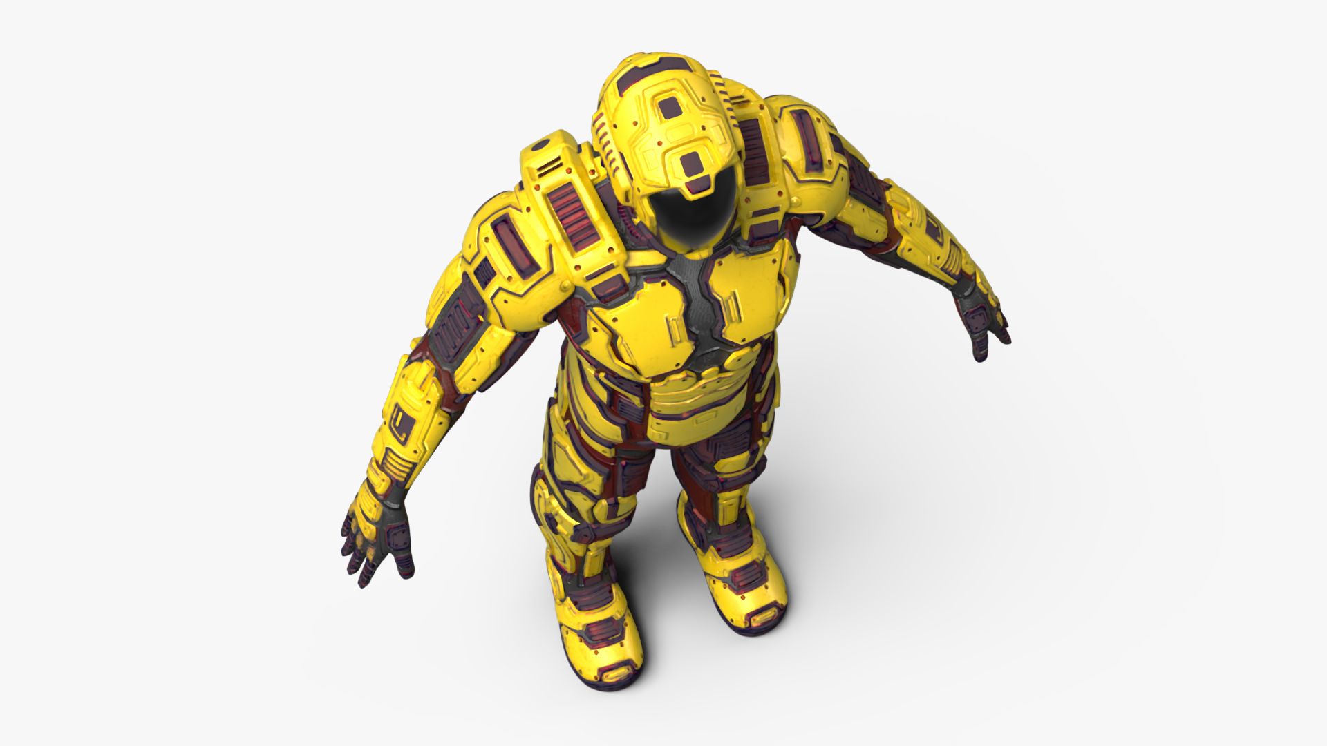 Futuristic Armored Cyborg Yellow 3D