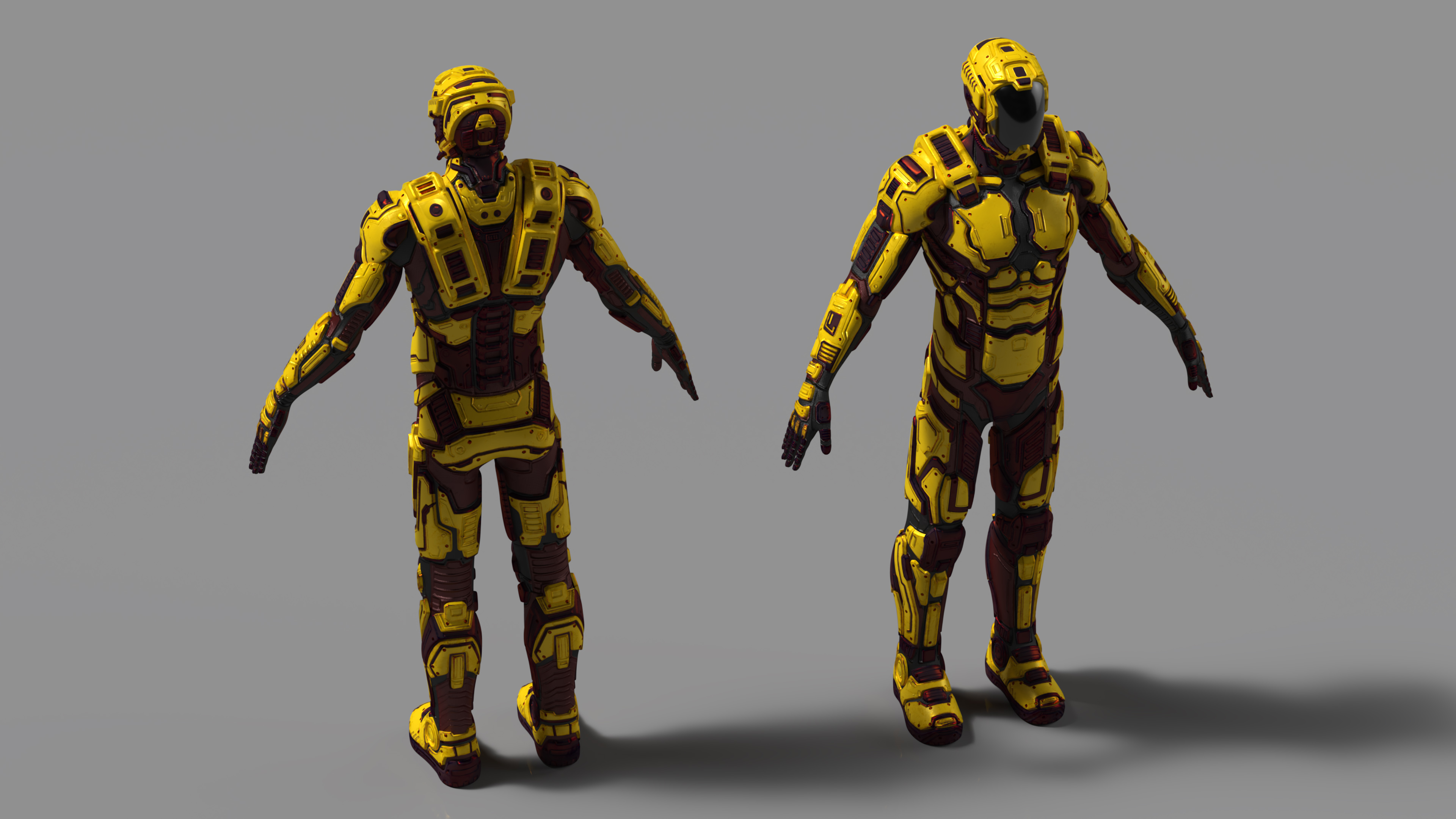 Futuristic Armored Cyborg Yellow 3D