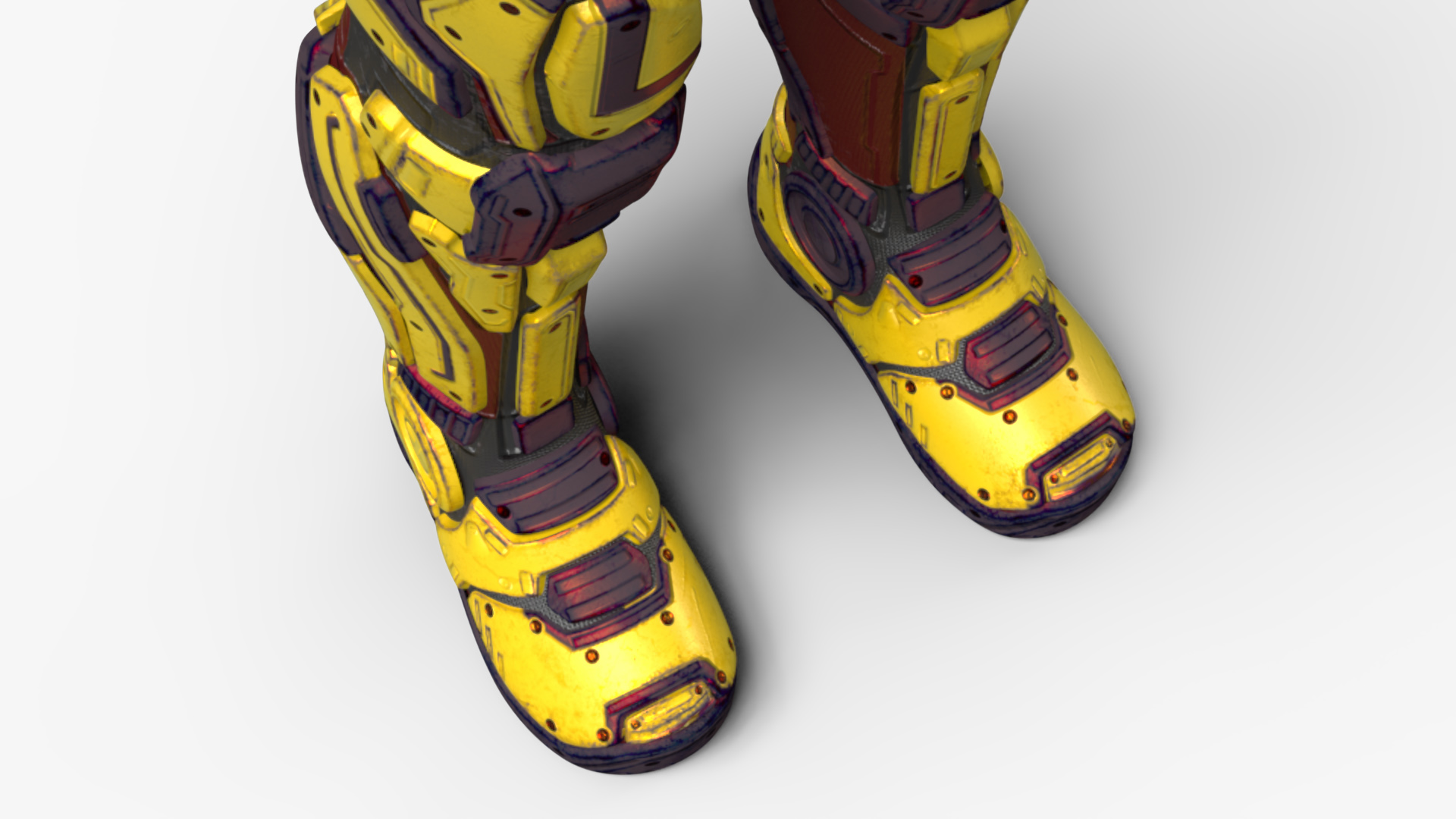Futuristic Armored Cyborg Yellow 3D