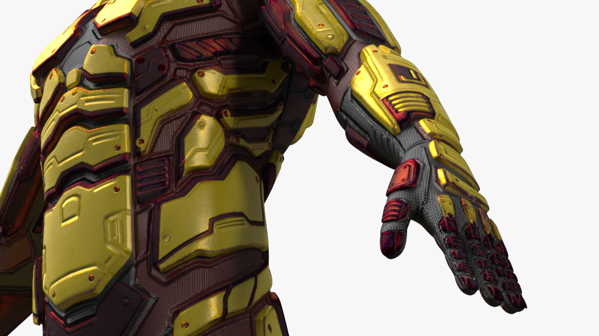 Futuristic Armored Cyborg Yellow 3D