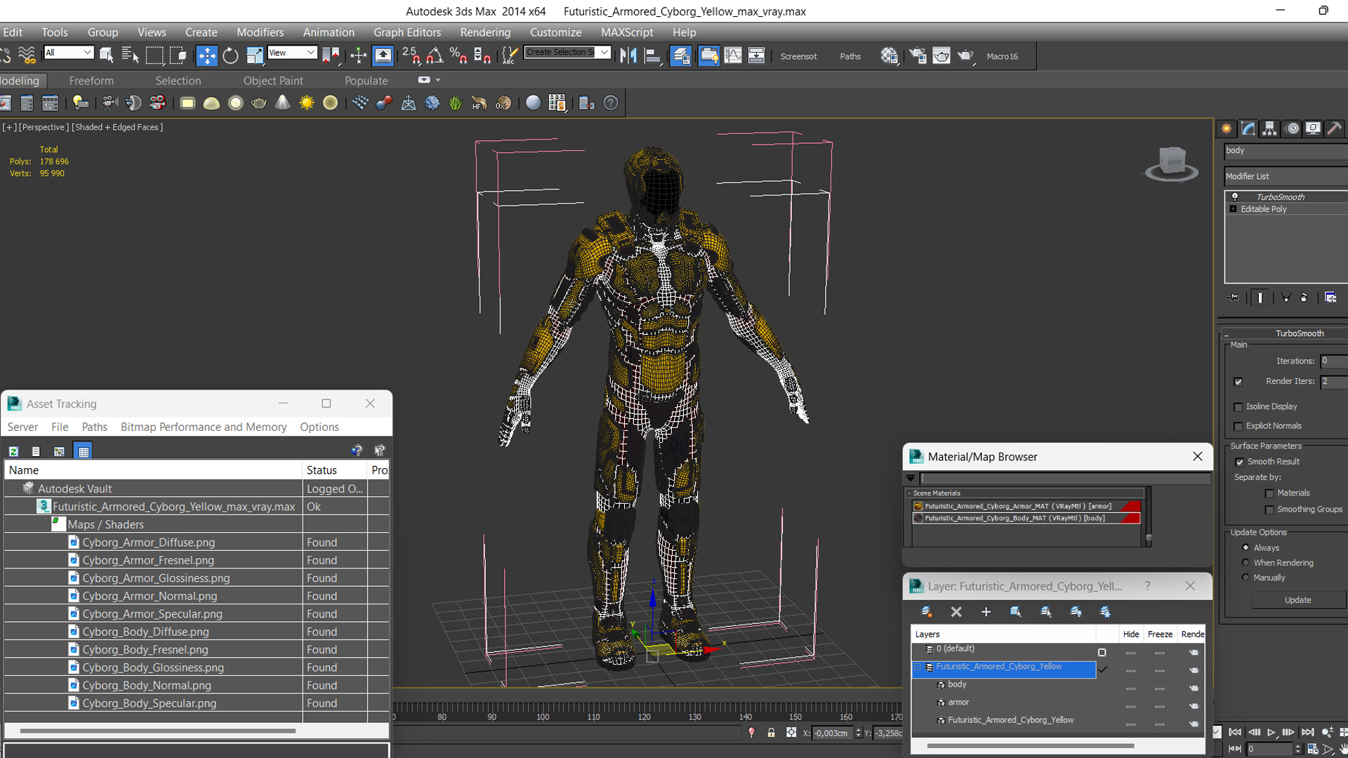 Futuristic Armored Cyborg Yellow 3D