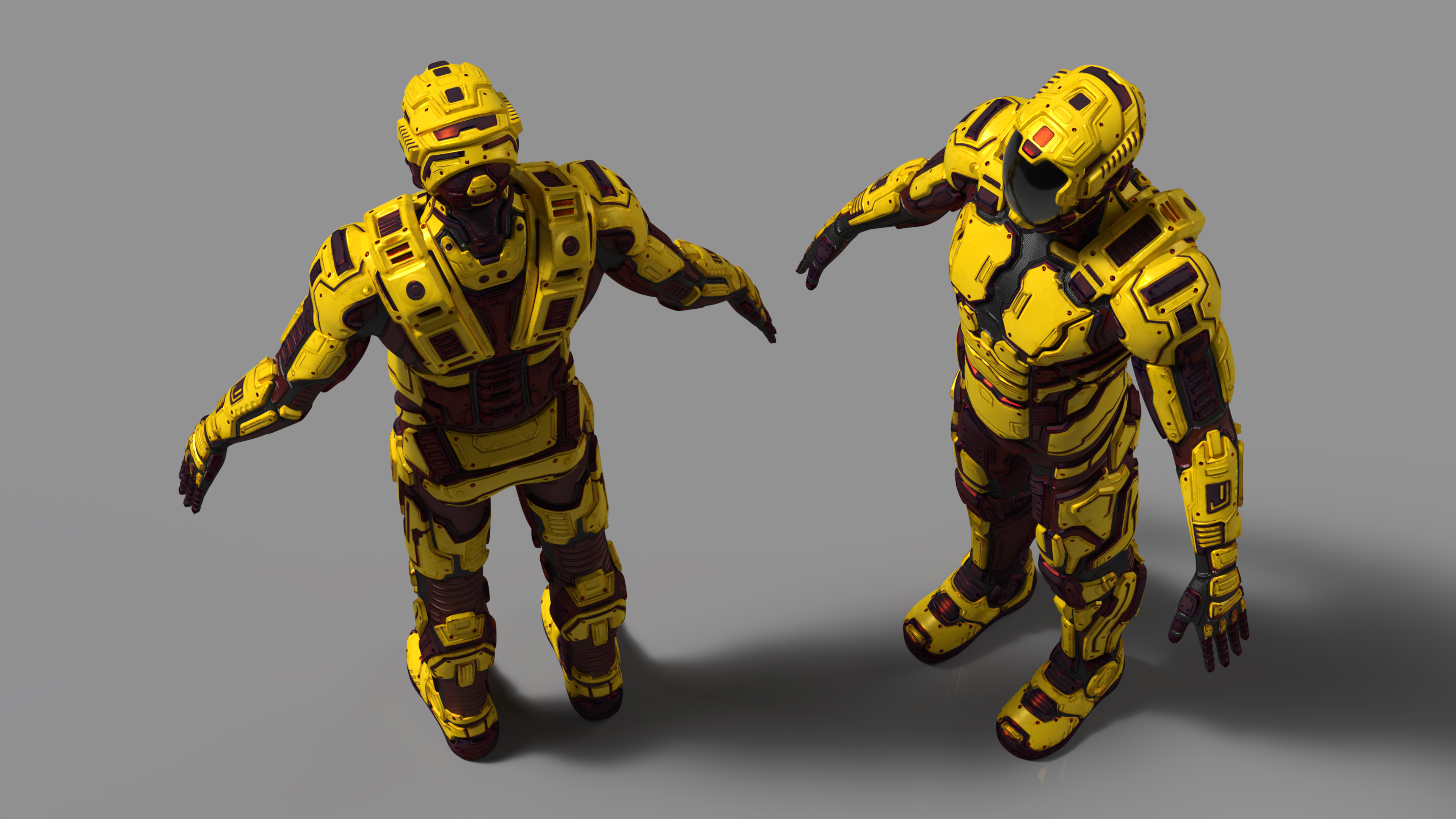 Futuristic Armored Cyborg Yellow 3D