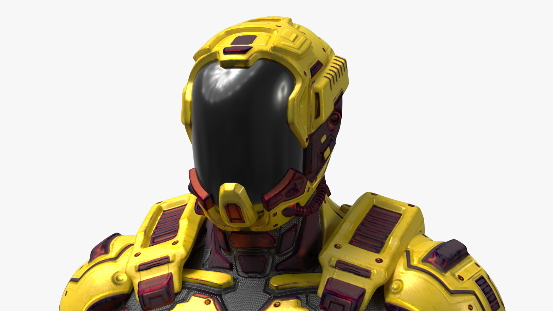 Futuristic Armored Cyborg Yellow 3D