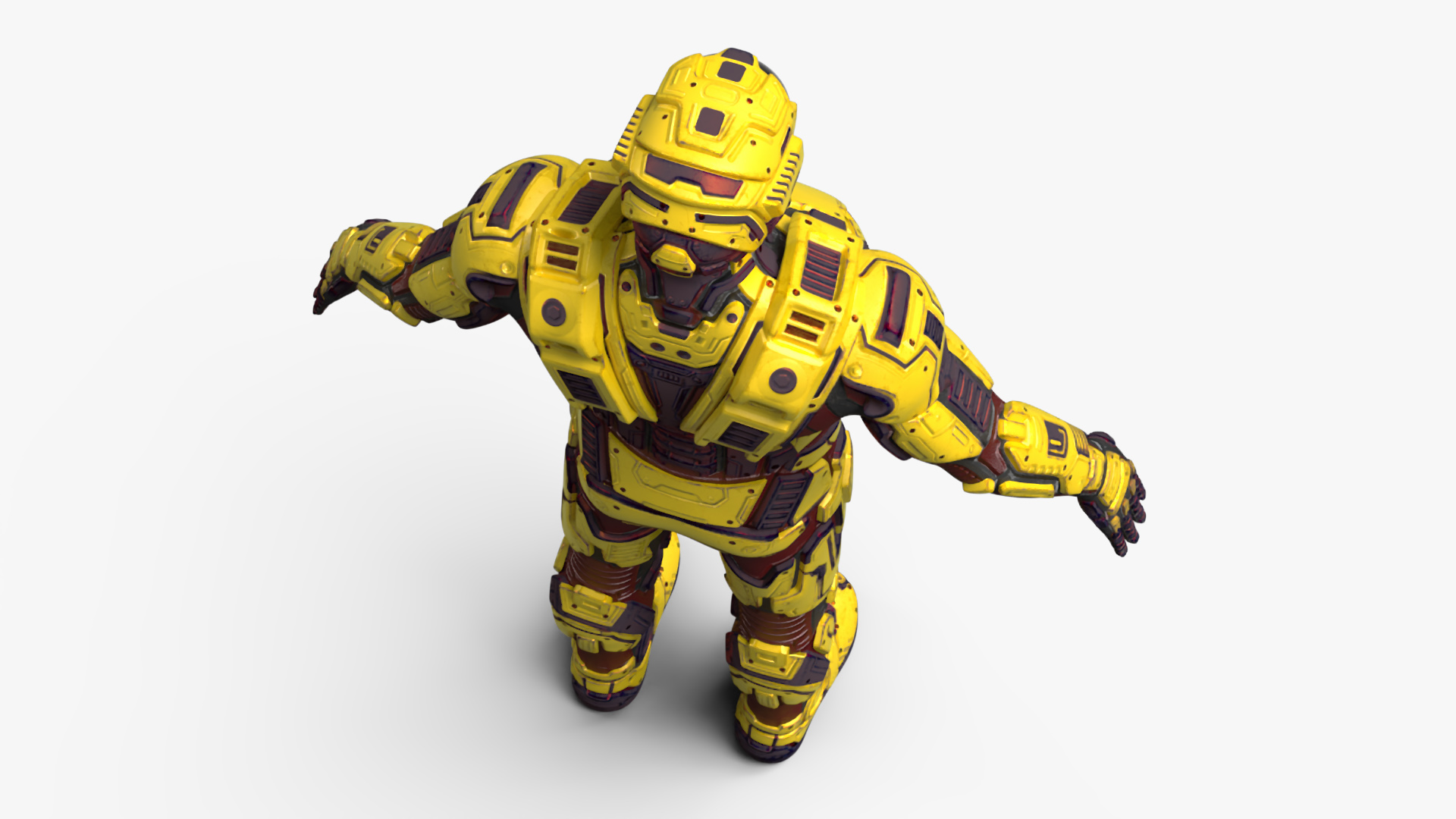 Futuristic Armored Cyborg Yellow 3D