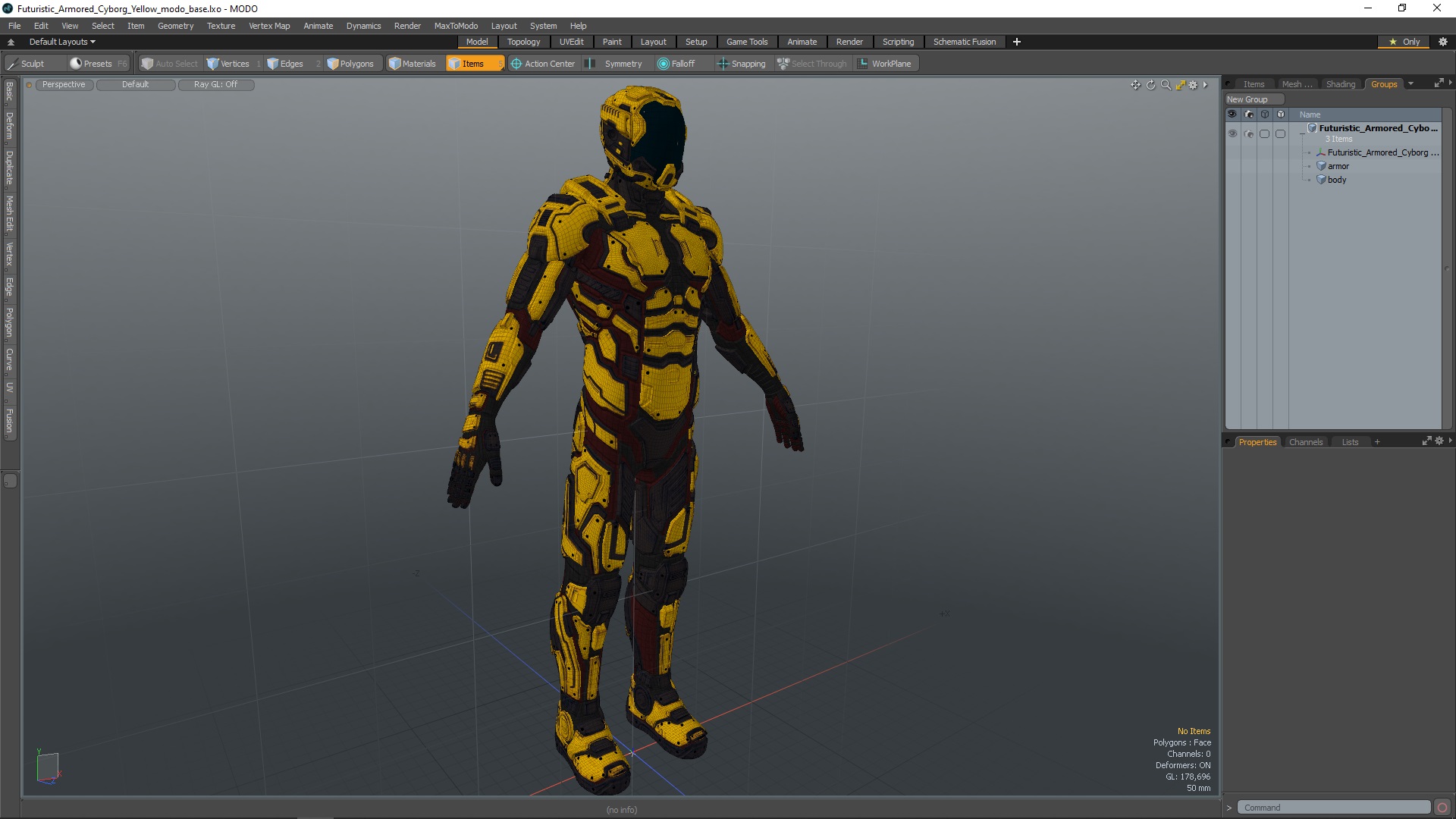 Futuristic Armored Cyborg Yellow 3D