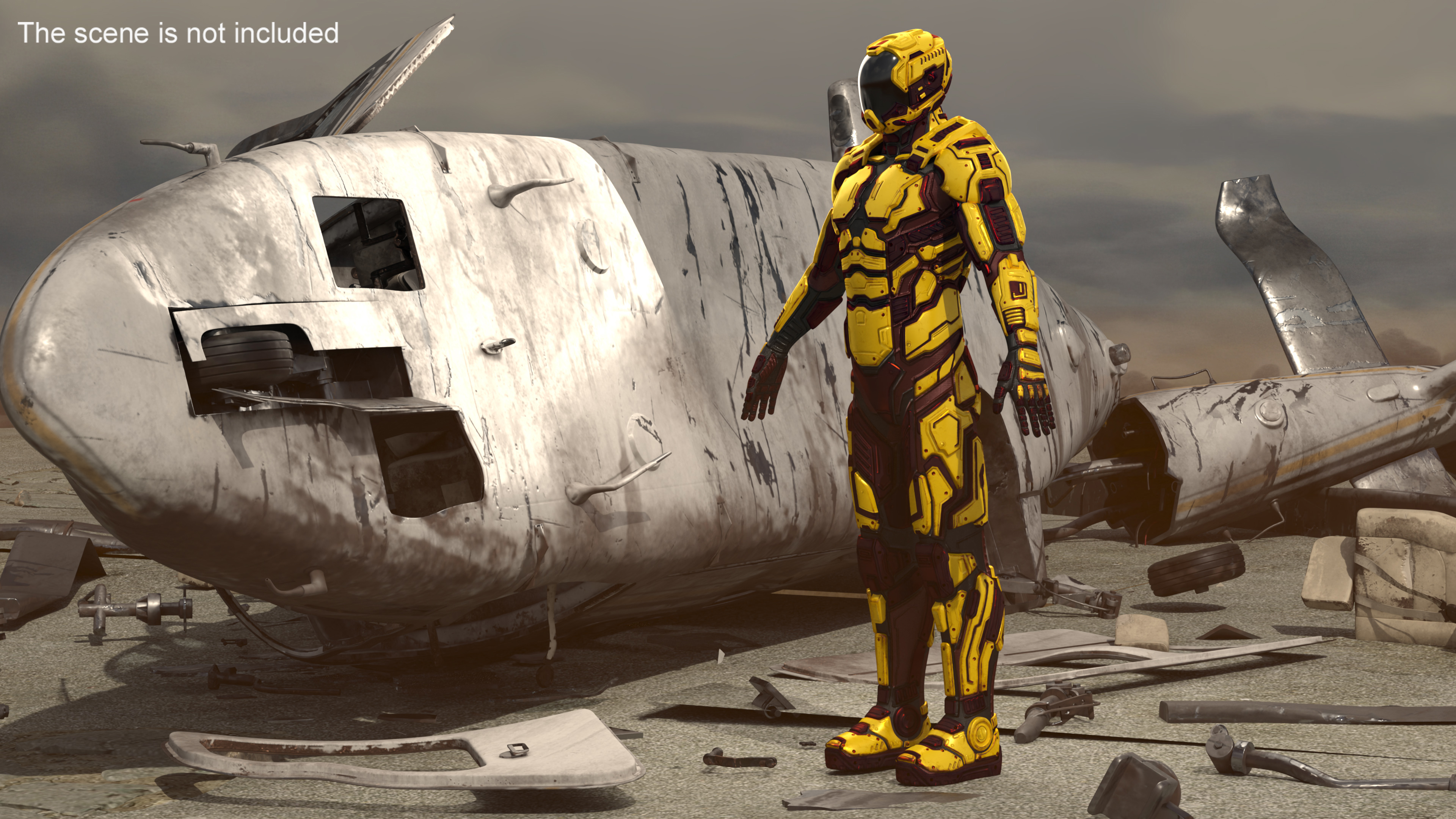 Futuristic Armored Cyborg Yellow 3D