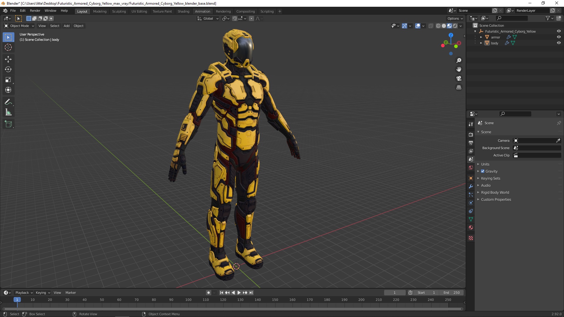 Futuristic Armored Cyborg Yellow 3D