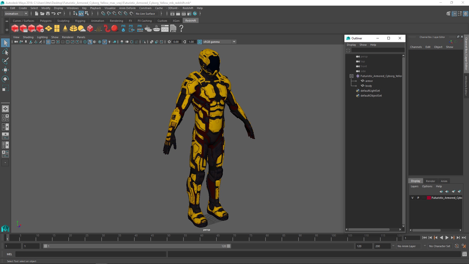 Futuristic Armored Cyborg Yellow 3D