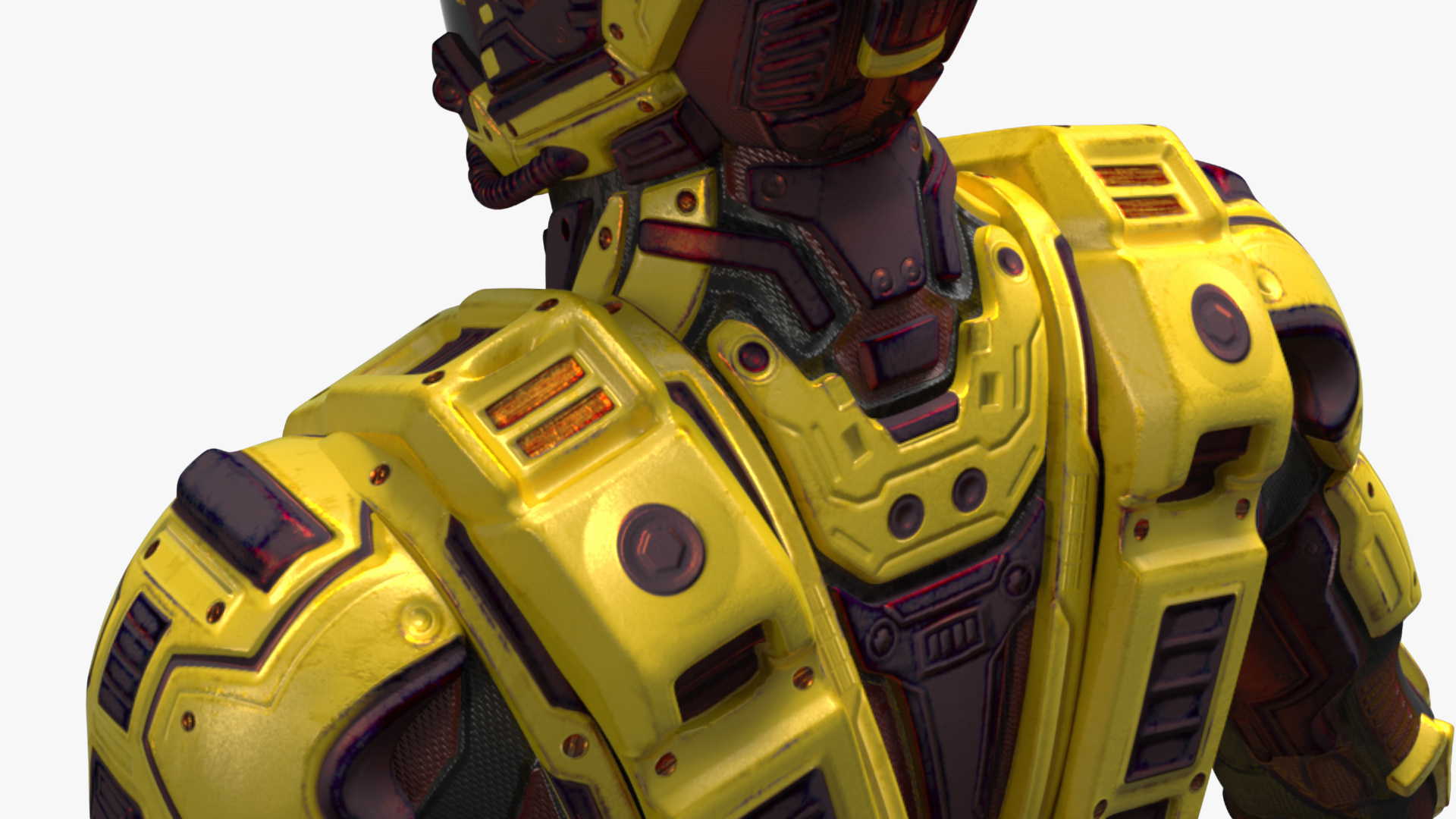 Futuristic Armored Cyborg Yellow 3D