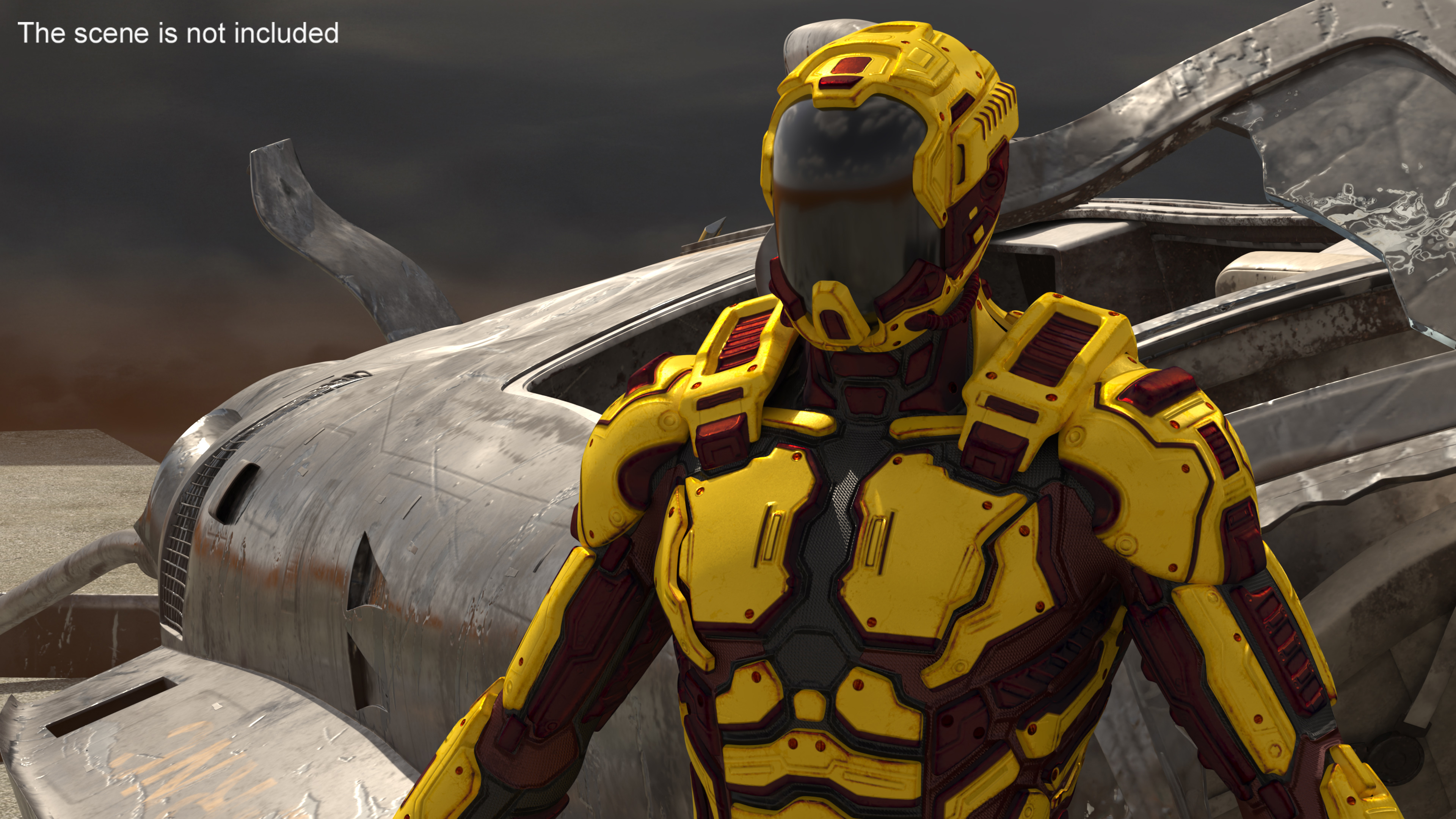 Futuristic Armored Cyborg Yellow 3D