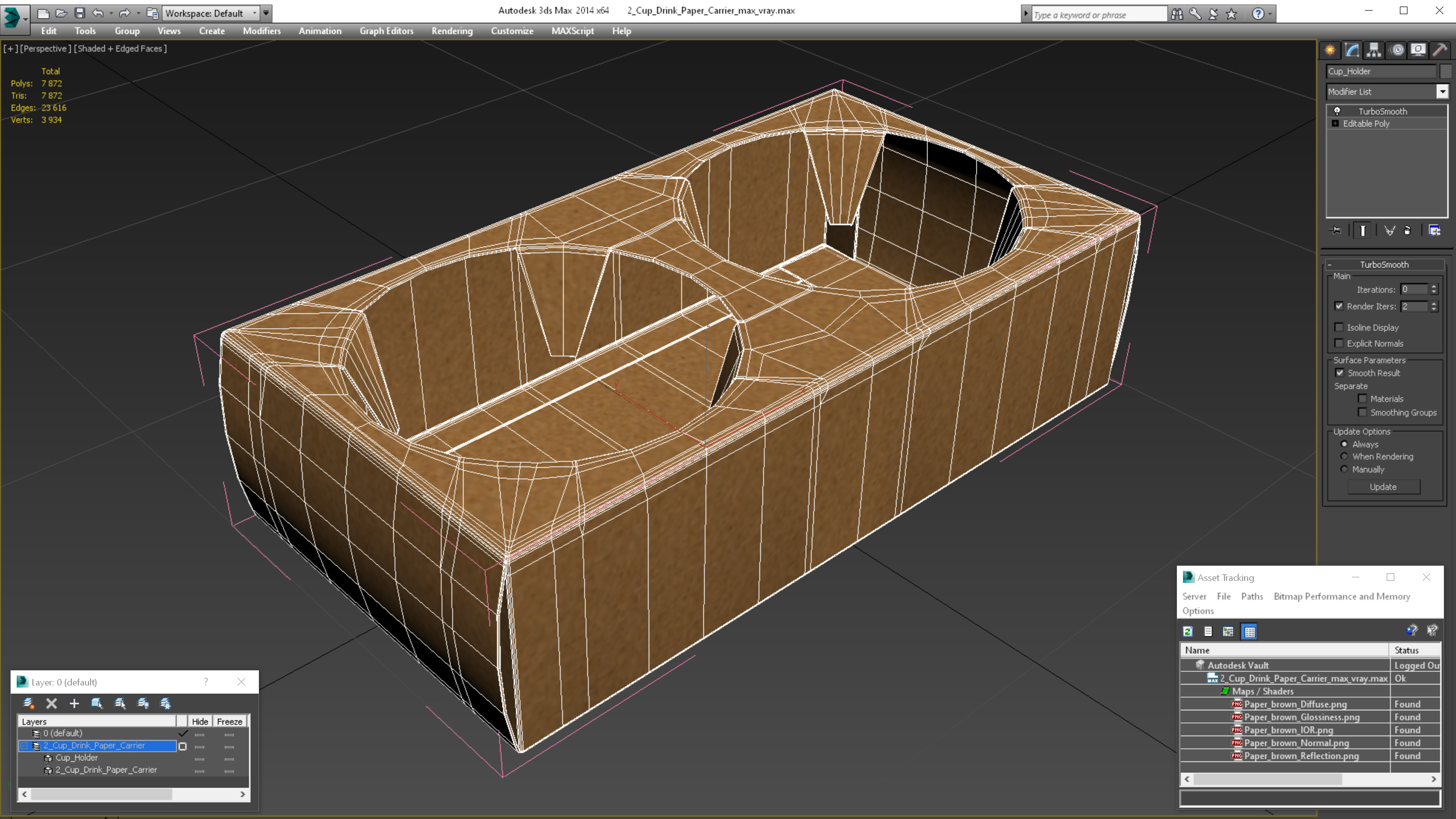 3D model 2 Cup Drink Paper Carrier