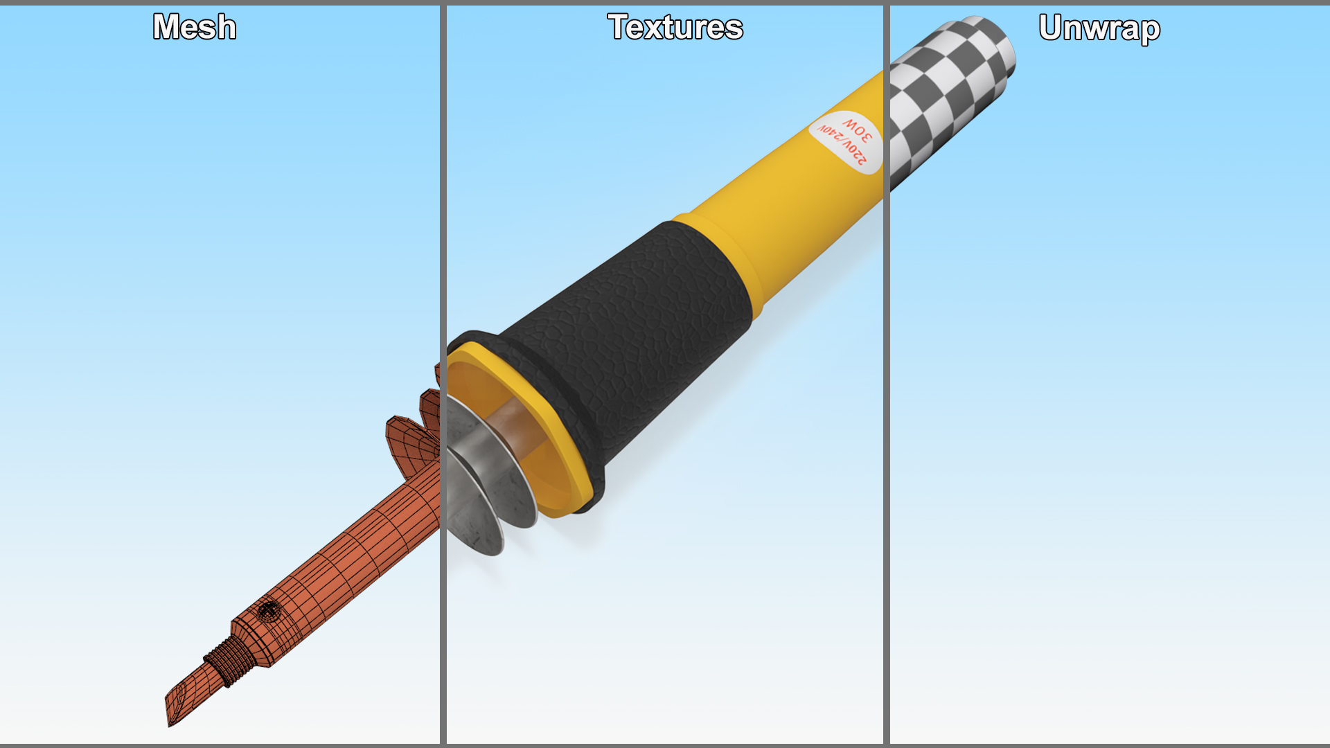 3D Wood and Leather Pyrography Pen Yellow model
