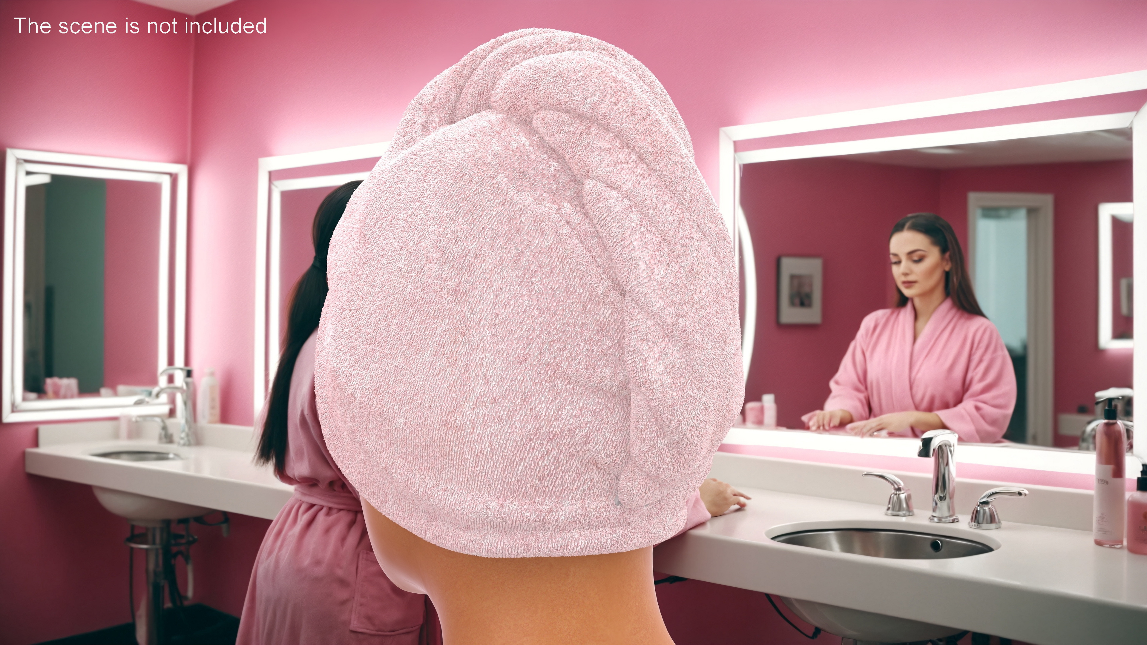 3D model Head Towel Pink Color Fur