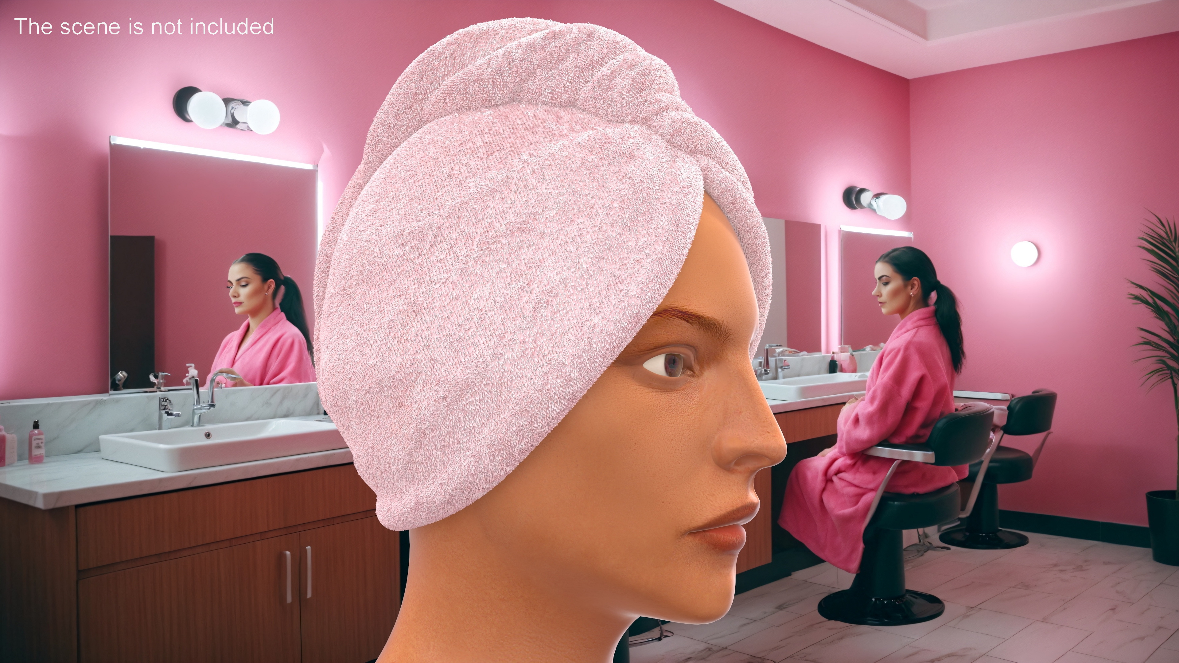 3D model Head Towel Pink Color Fur