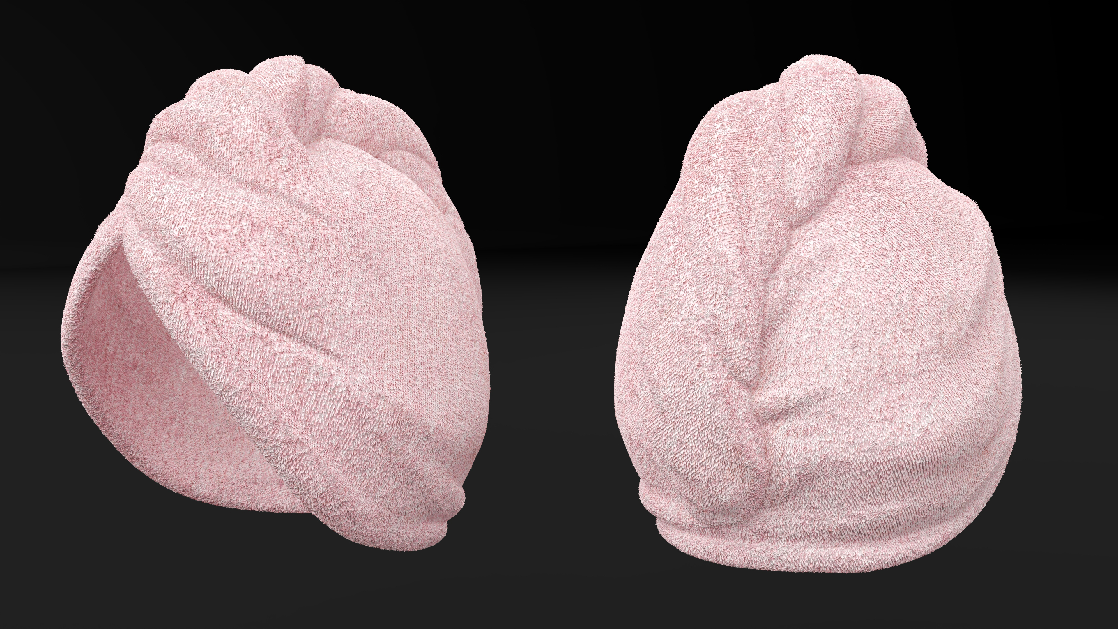 3D model Head Towel Pink Color Fur