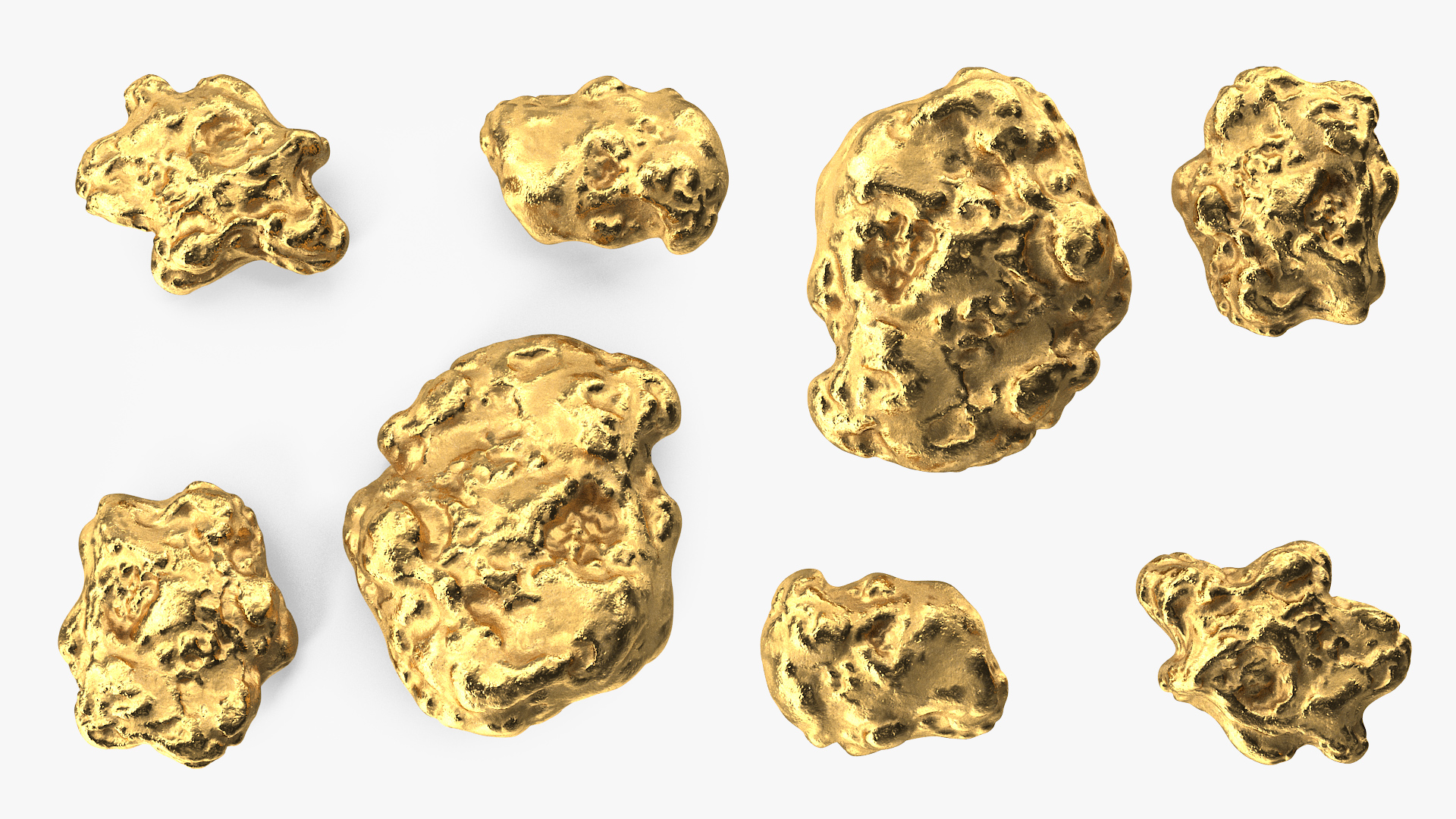 3D Metallic Gold Big Minerals