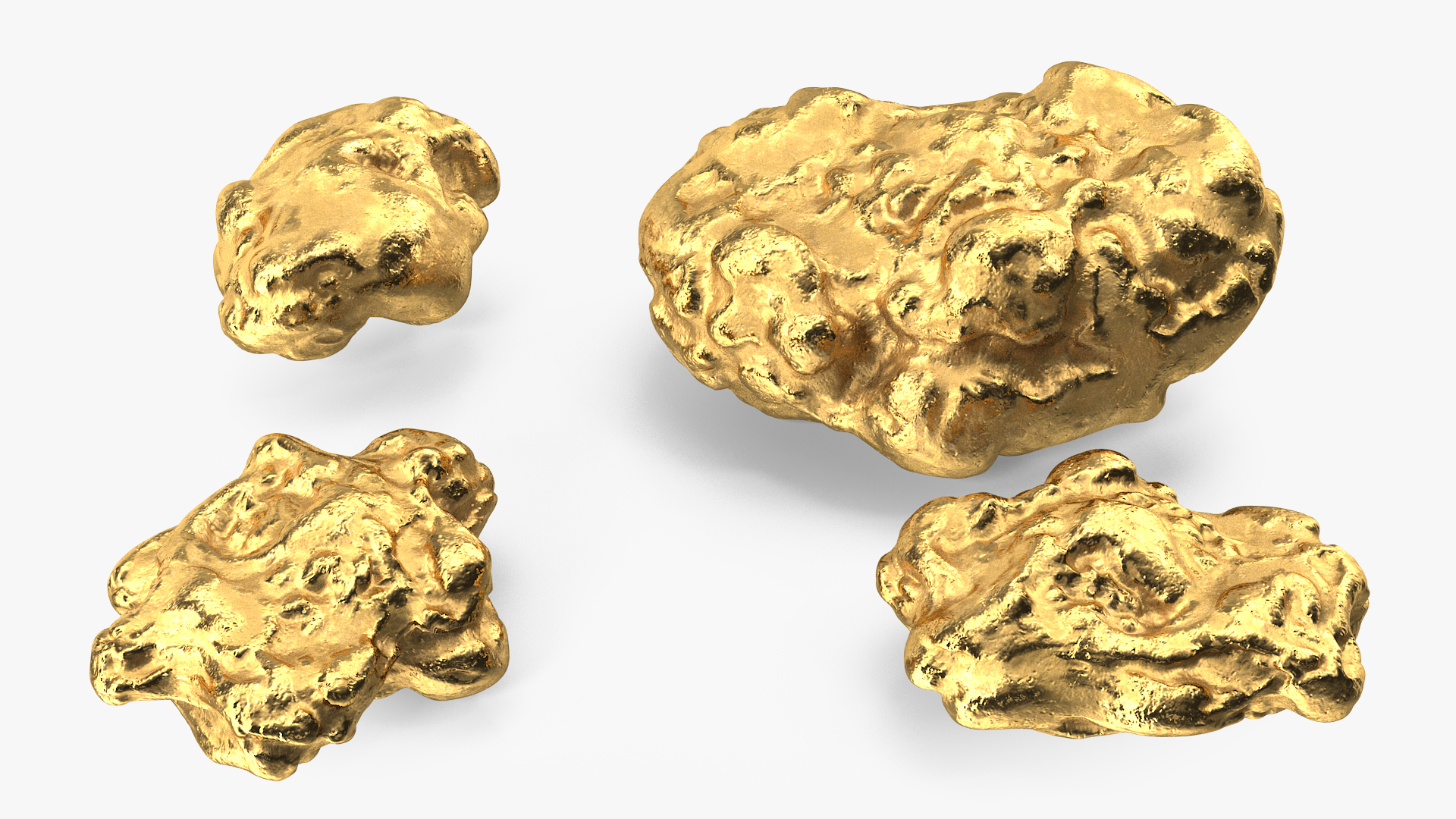 3D Metallic Gold Big Minerals