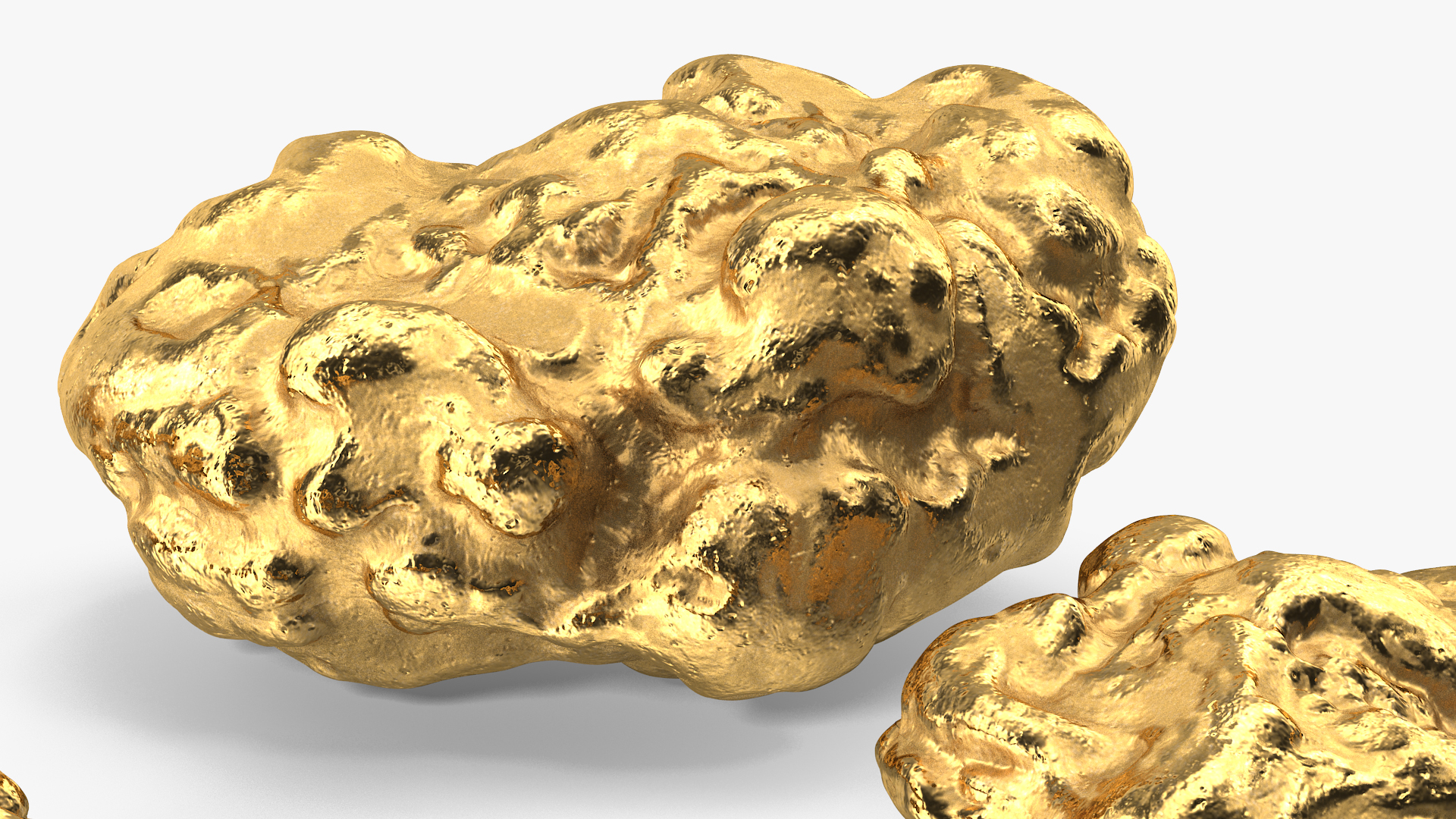 3D Metallic Gold Big Minerals