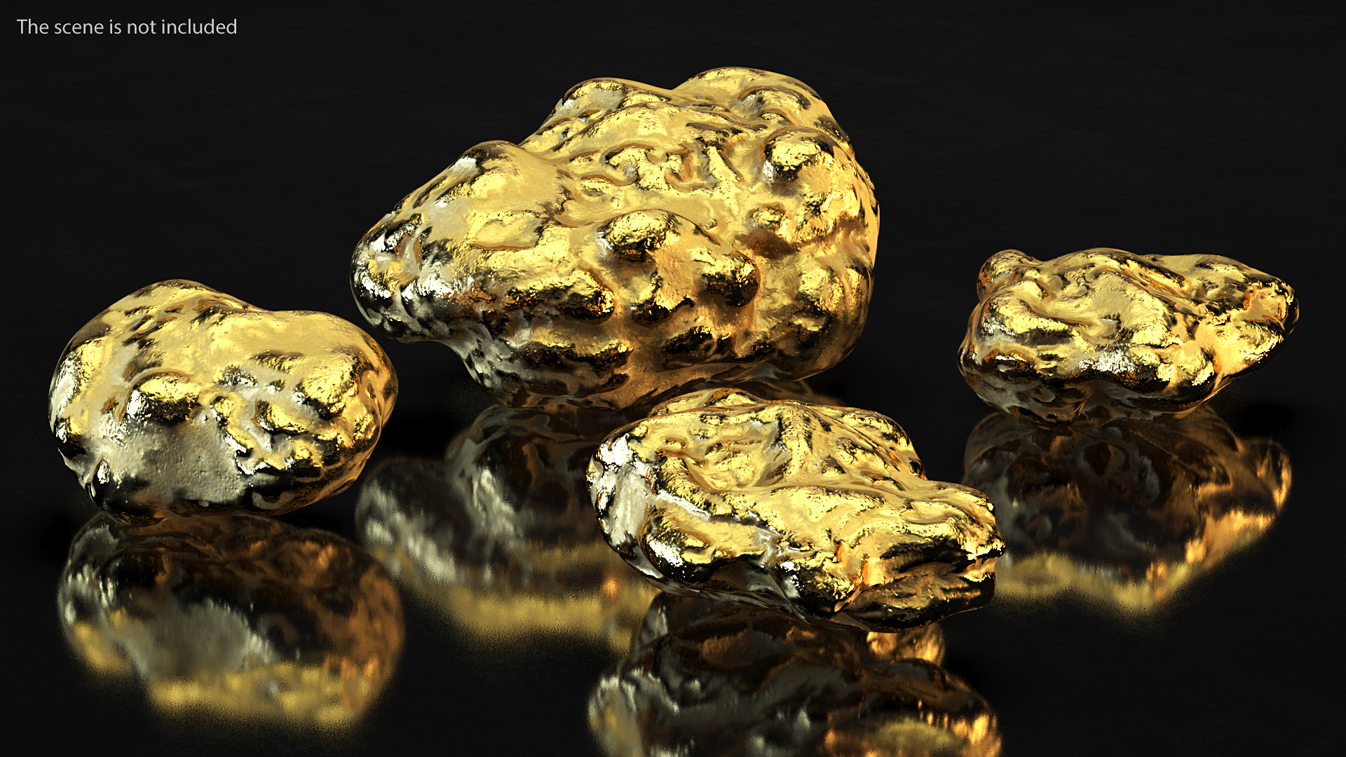 3D Metallic Gold Big Minerals