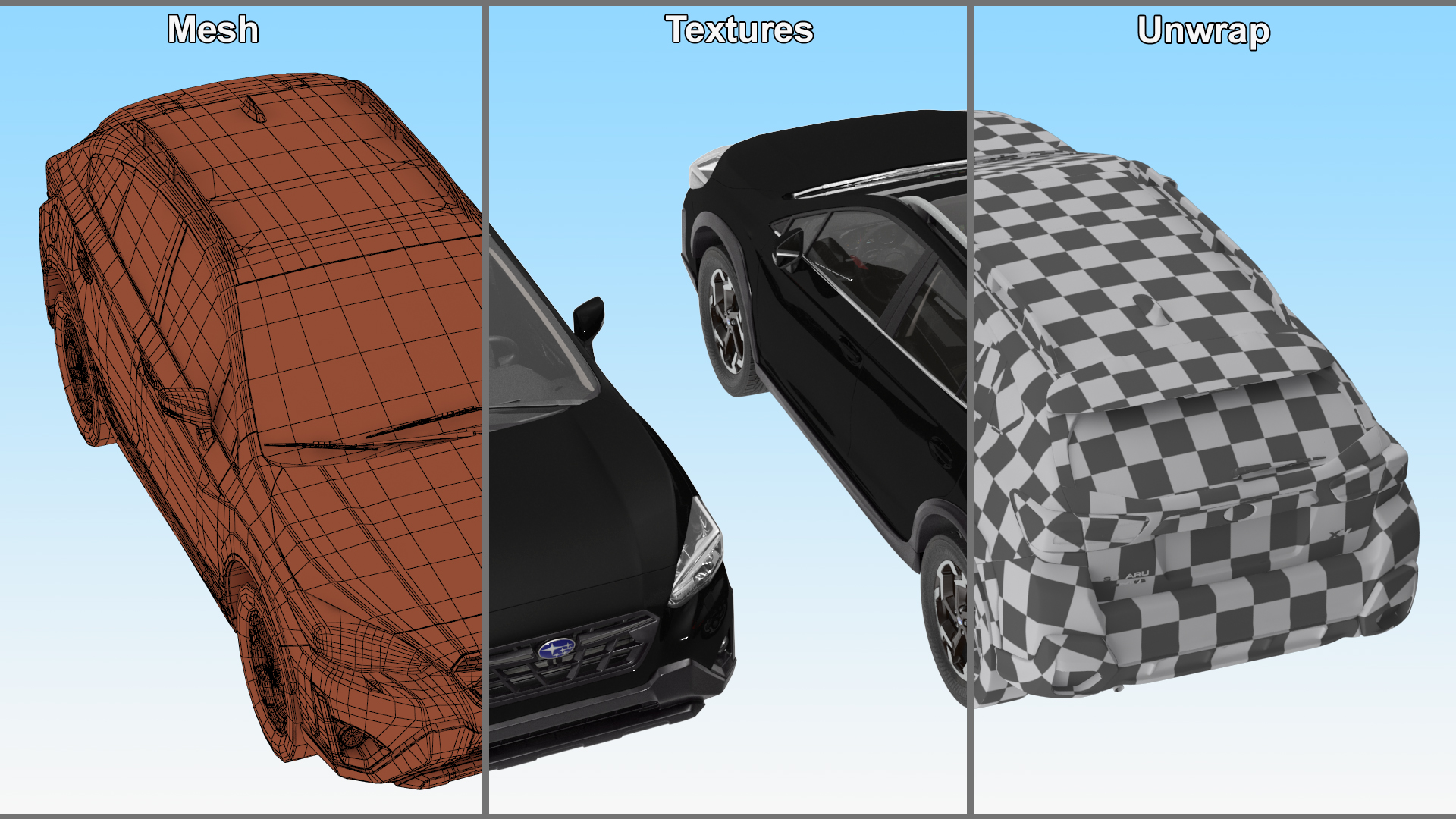 3D model 2020 Subaru XV CUV Simple Interior Black
