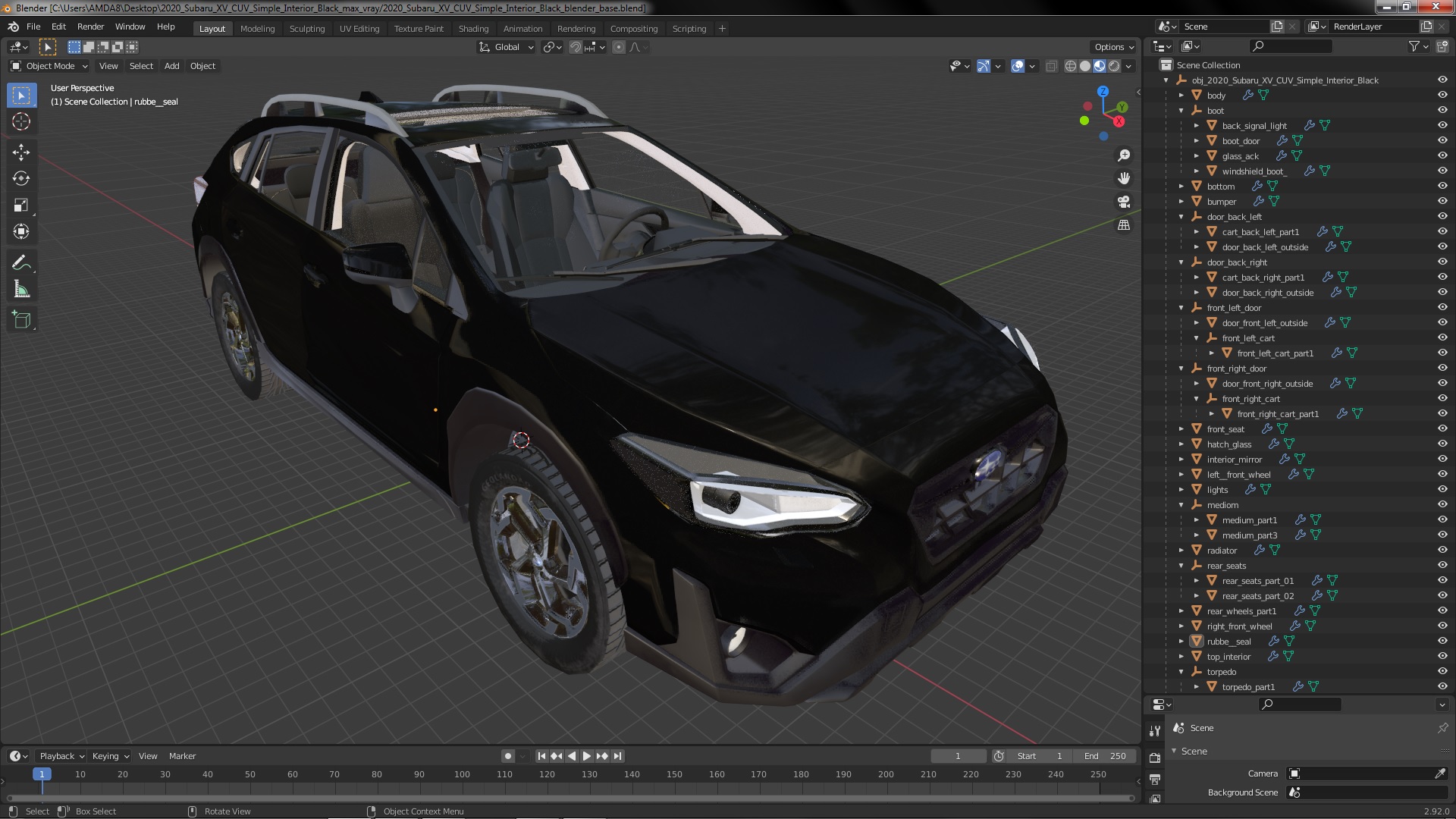 3D model 2020 Subaru XV CUV Simple Interior Black