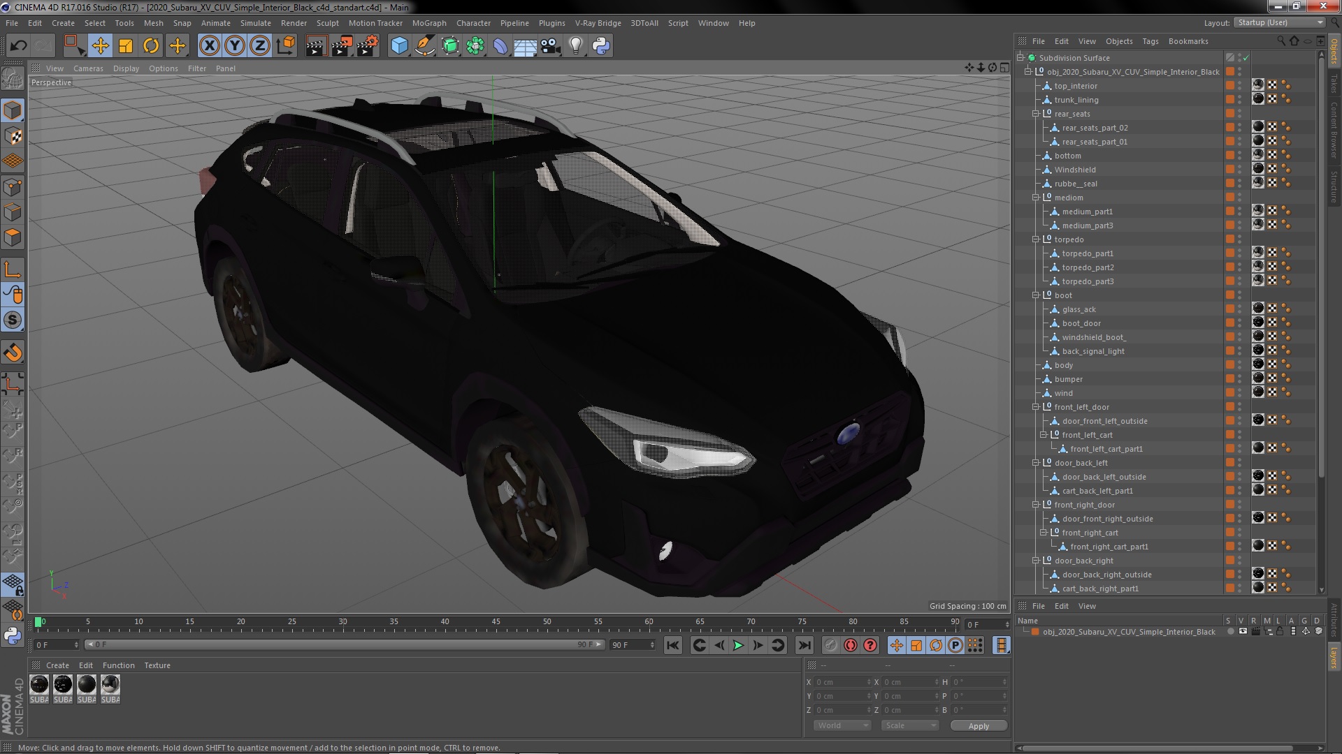 3D model 2020 Subaru XV CUV Simple Interior Black