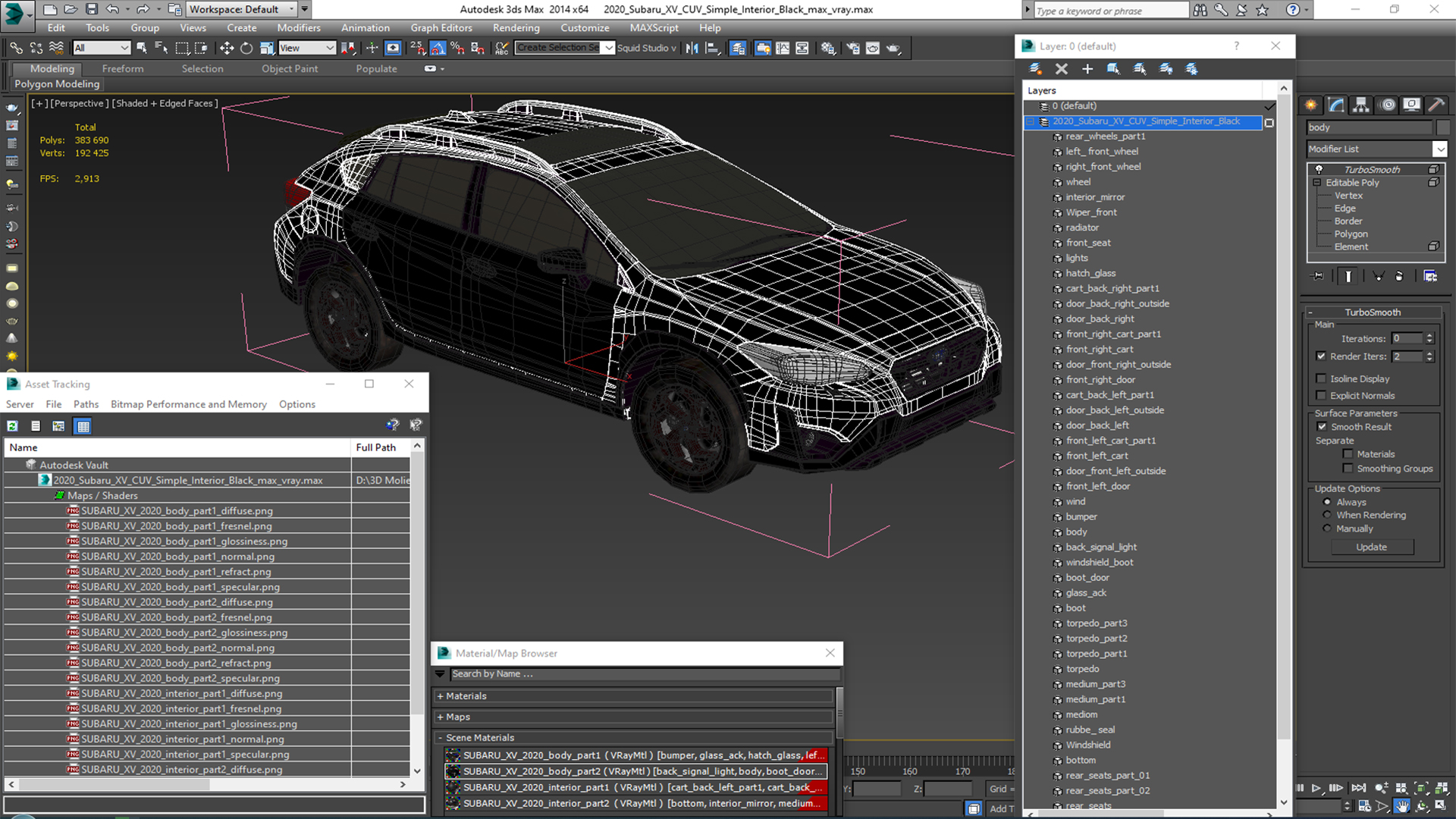 3D model 2020 Subaru XV CUV Simple Interior Black