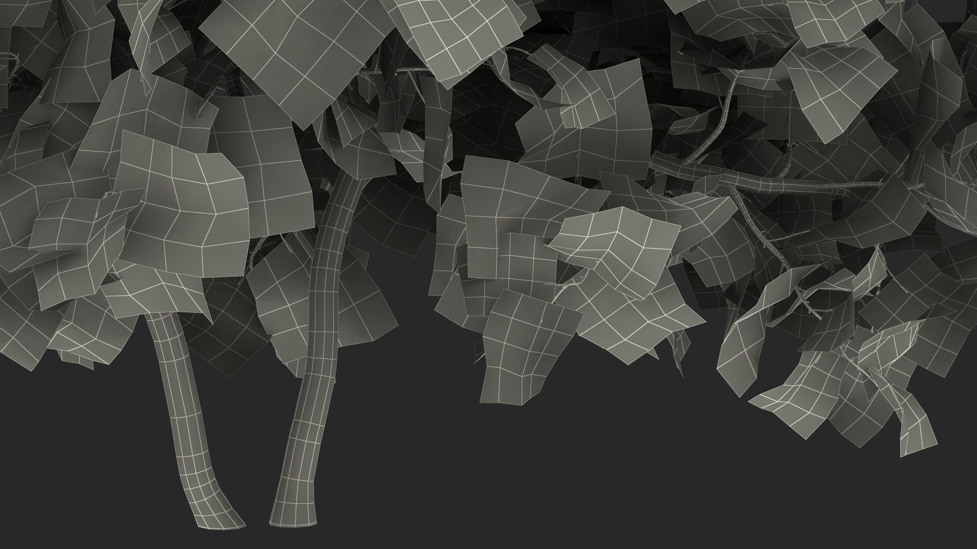 3D Autumn Fig Tree Two Trunks