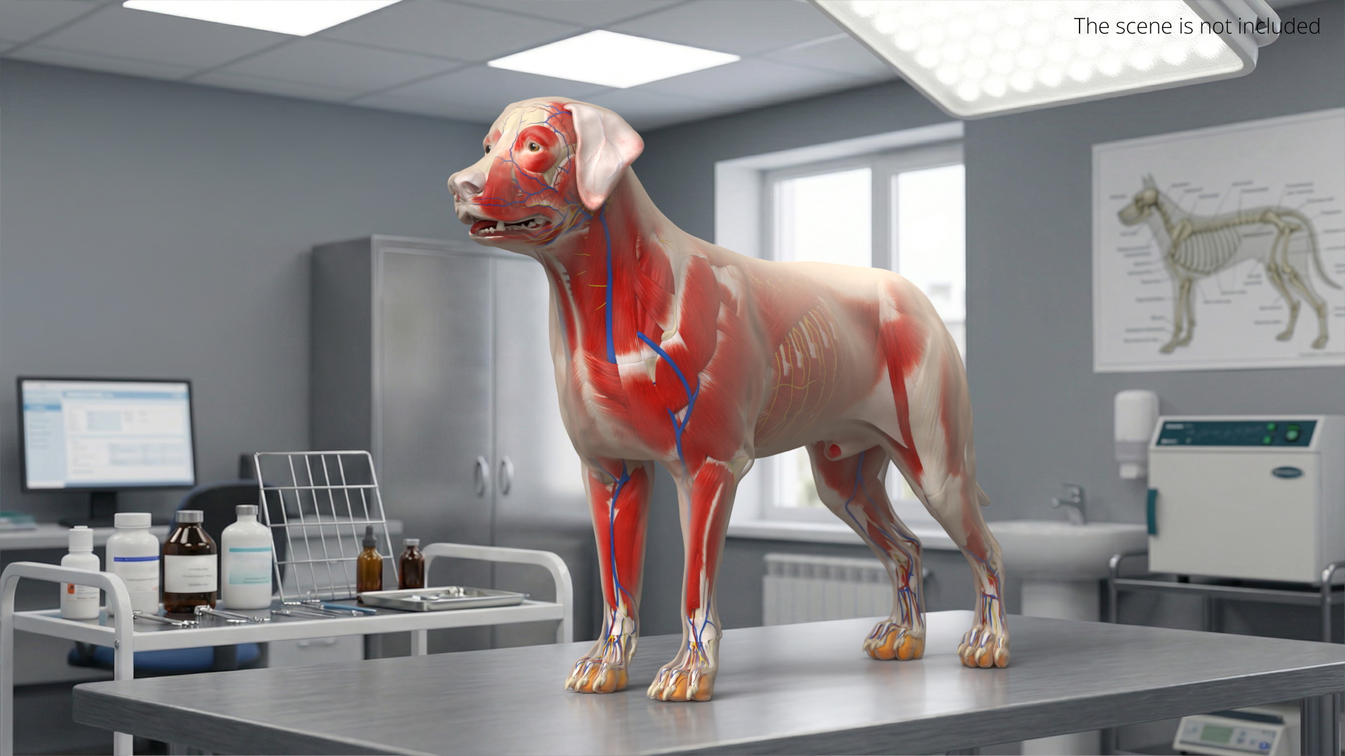Canine Full Anatomy Model with Transparent Body 3D model preview