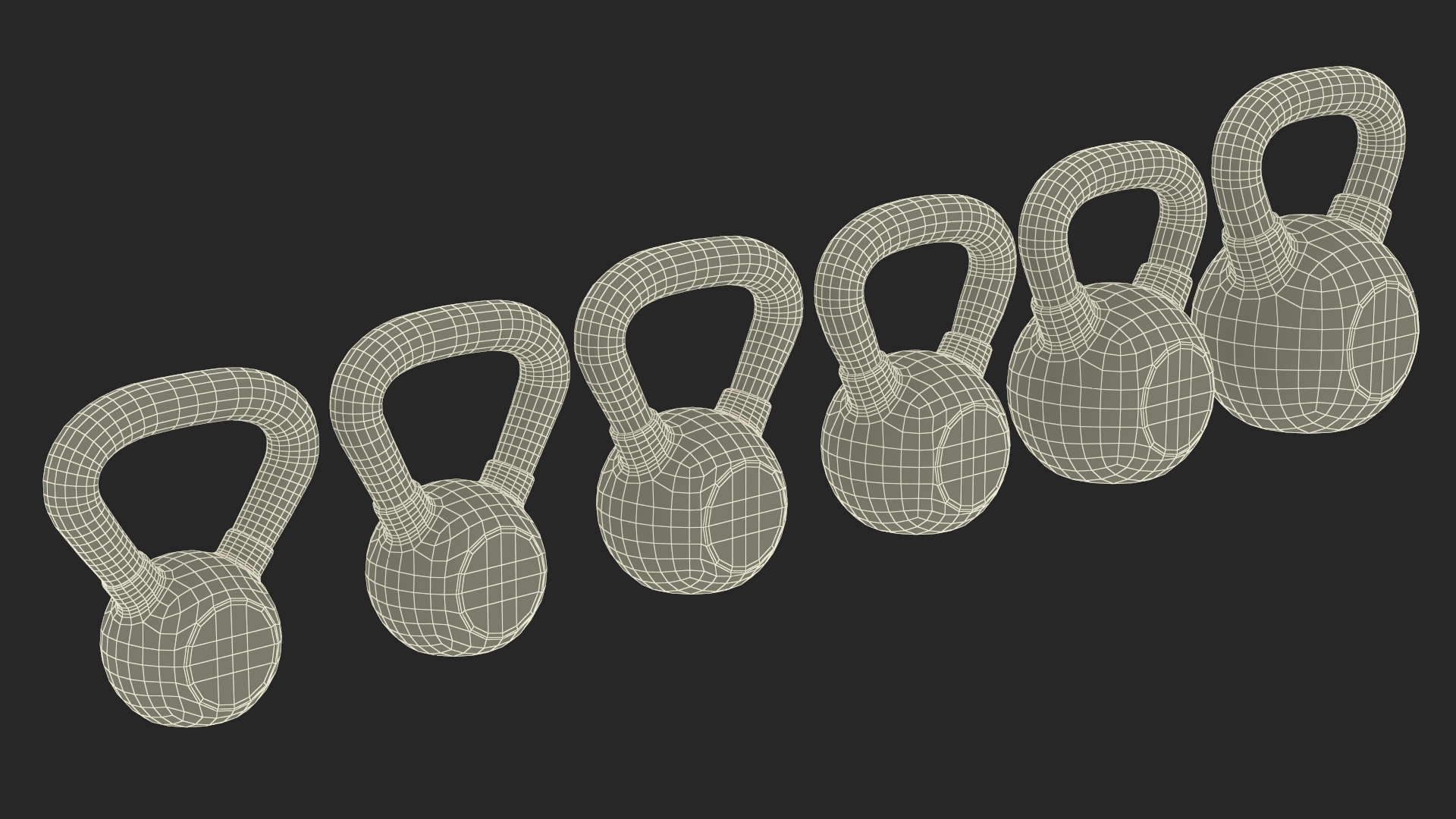 Vinyl Coated Kettlebell Weights Set 8-32kg 3D