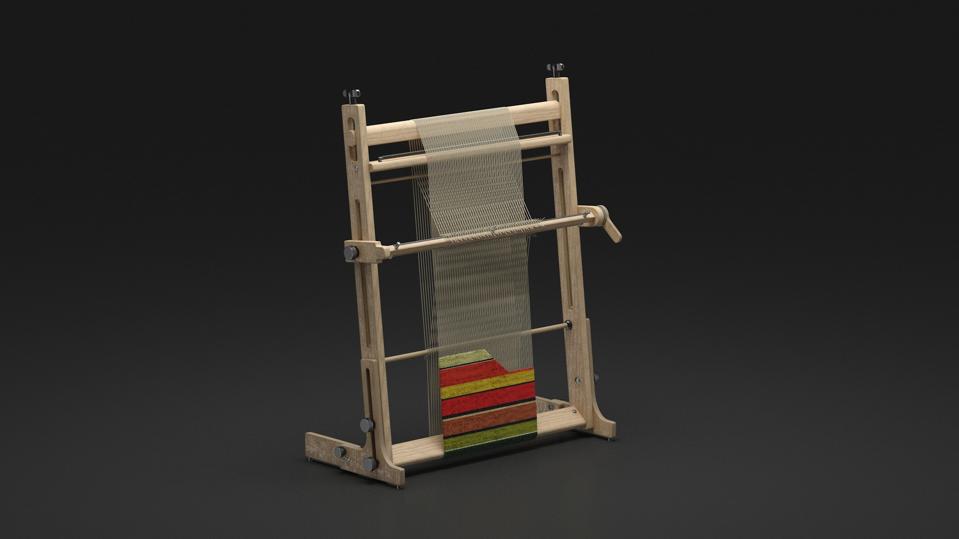 3D Wooden Tapestry Weaving Loom Aged model