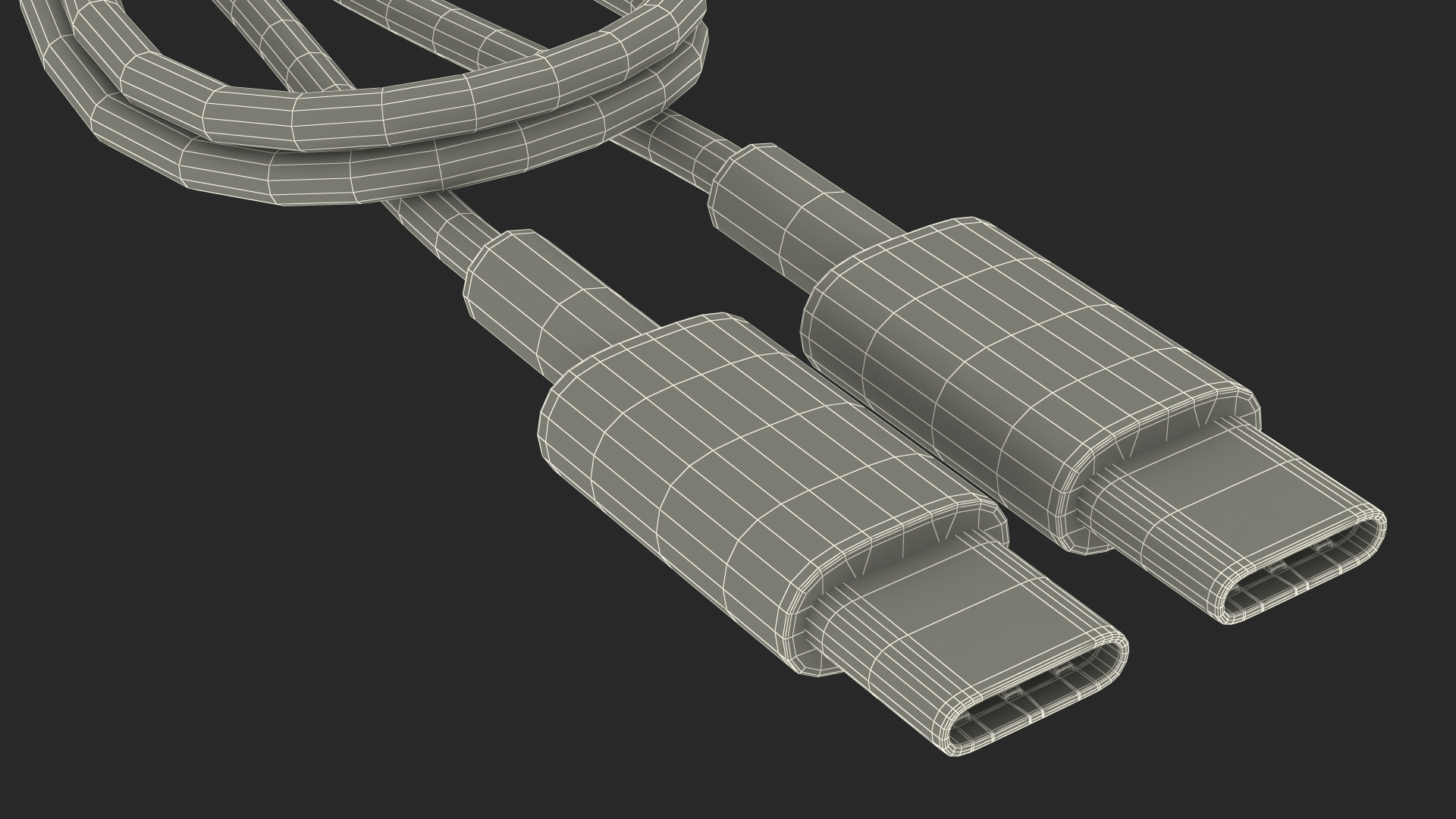 3D USB Type C to Type C Cable Folded model