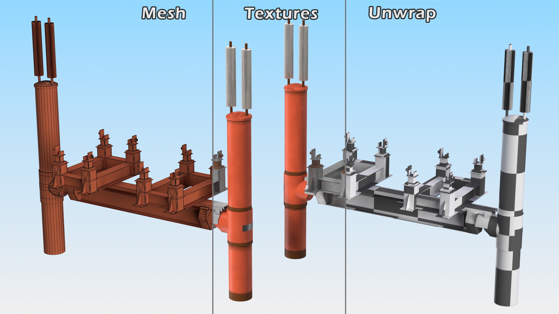 Gas Pipeline Double Support 3D