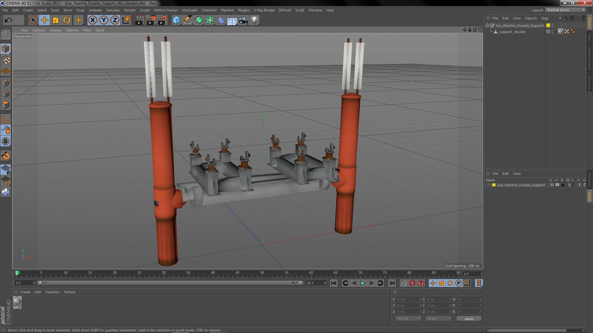 Gas Pipeline Double Support 3D