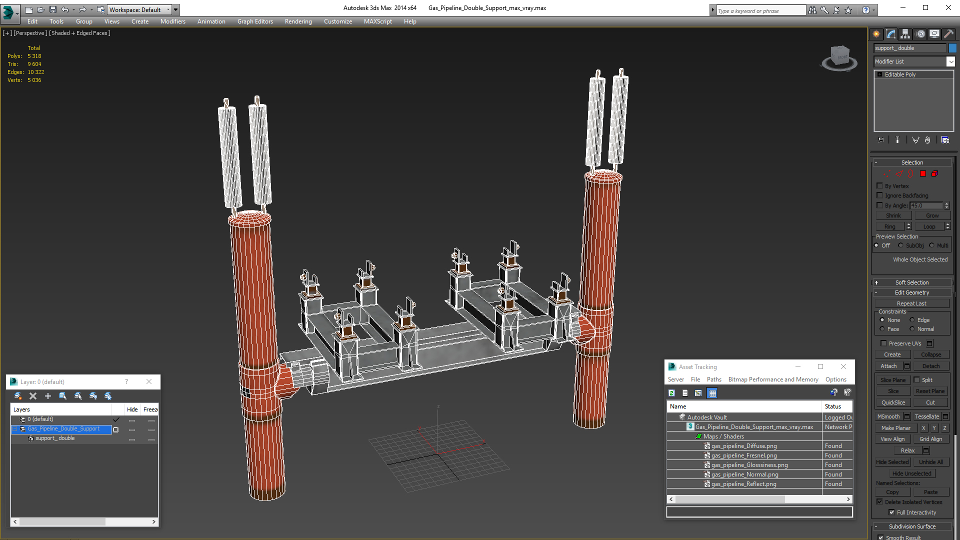 Gas Pipeline Double Support 3D