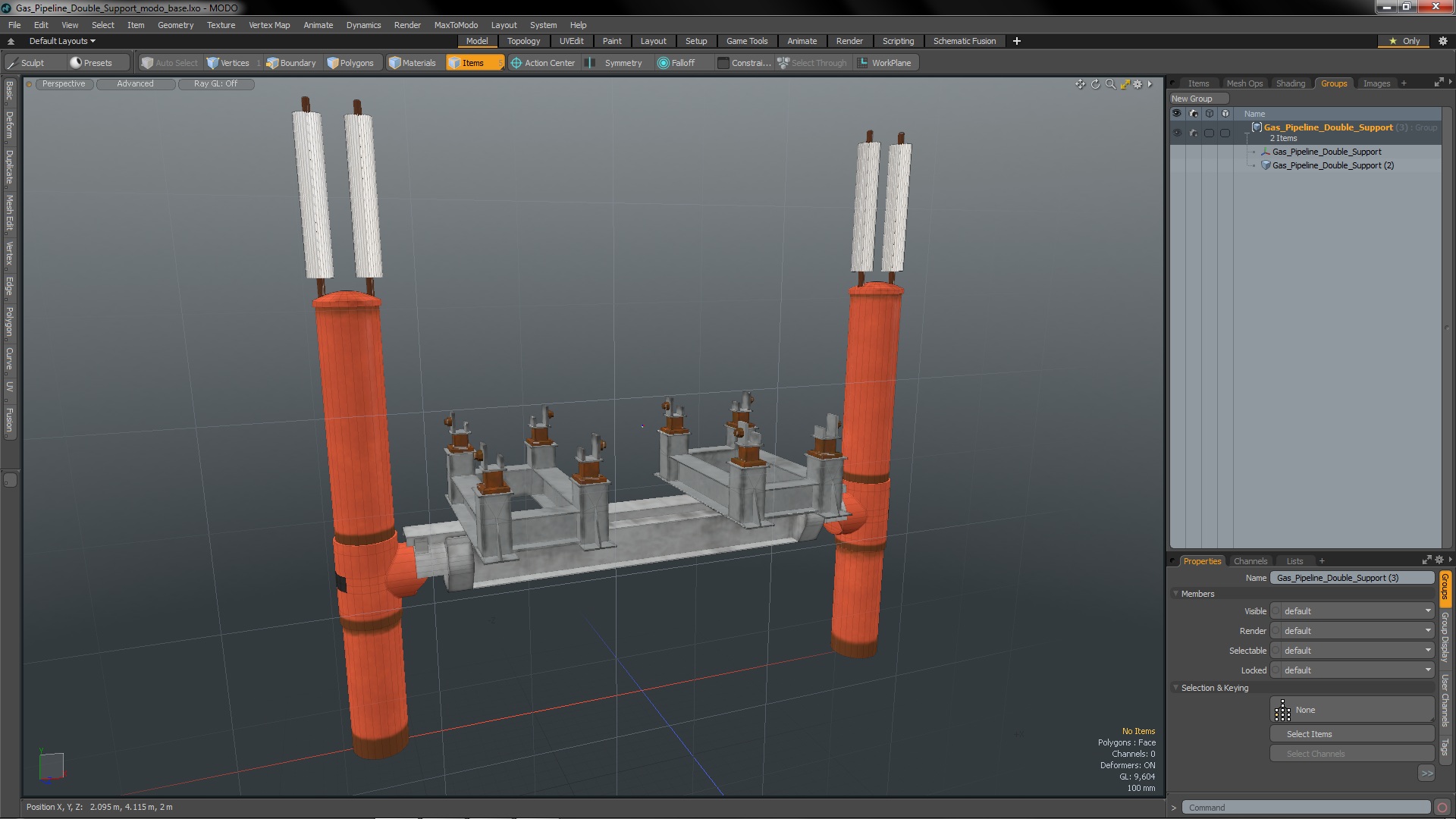 Gas Pipeline Double Support 3D