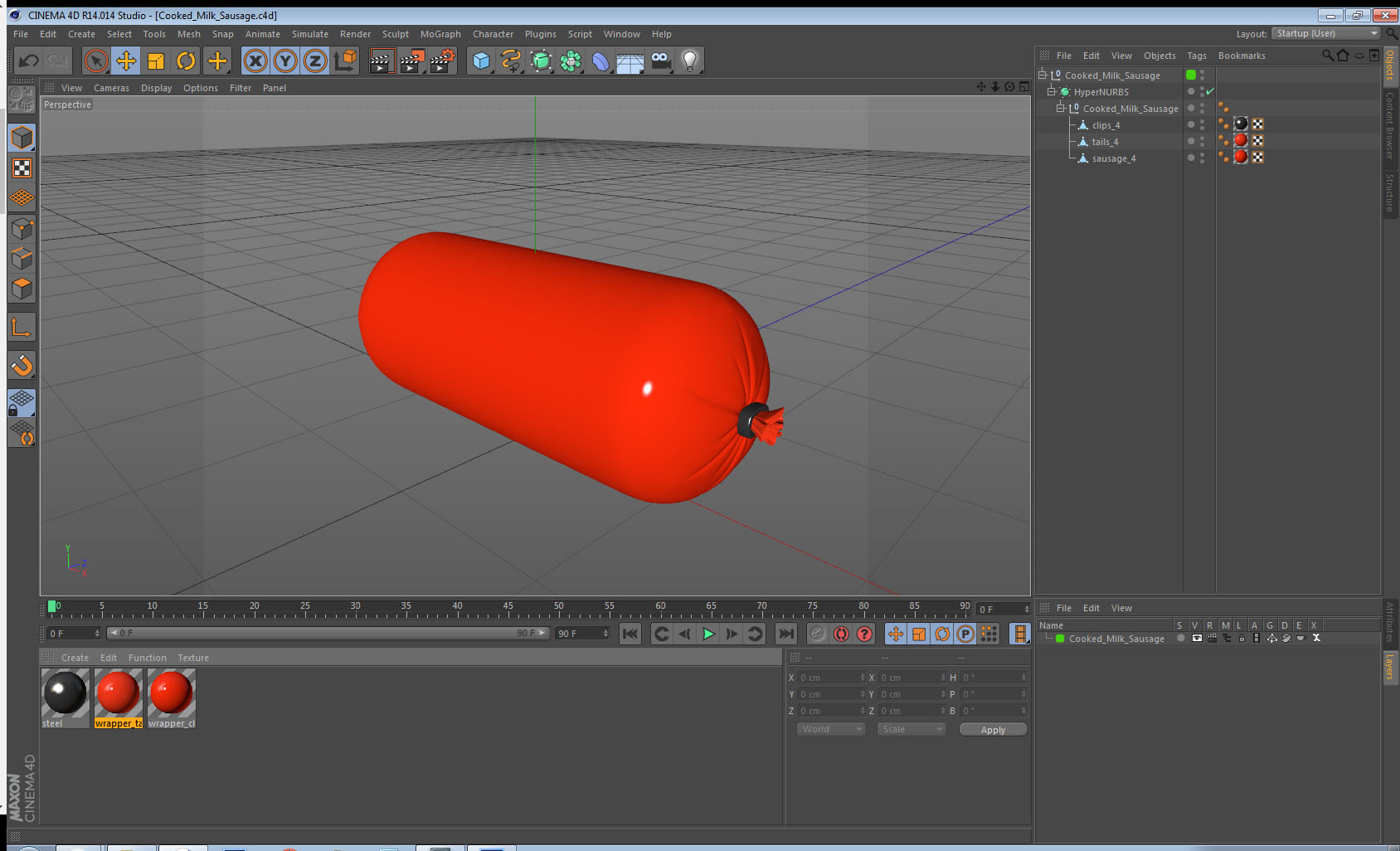 Cooked Milk Sausage 3D model