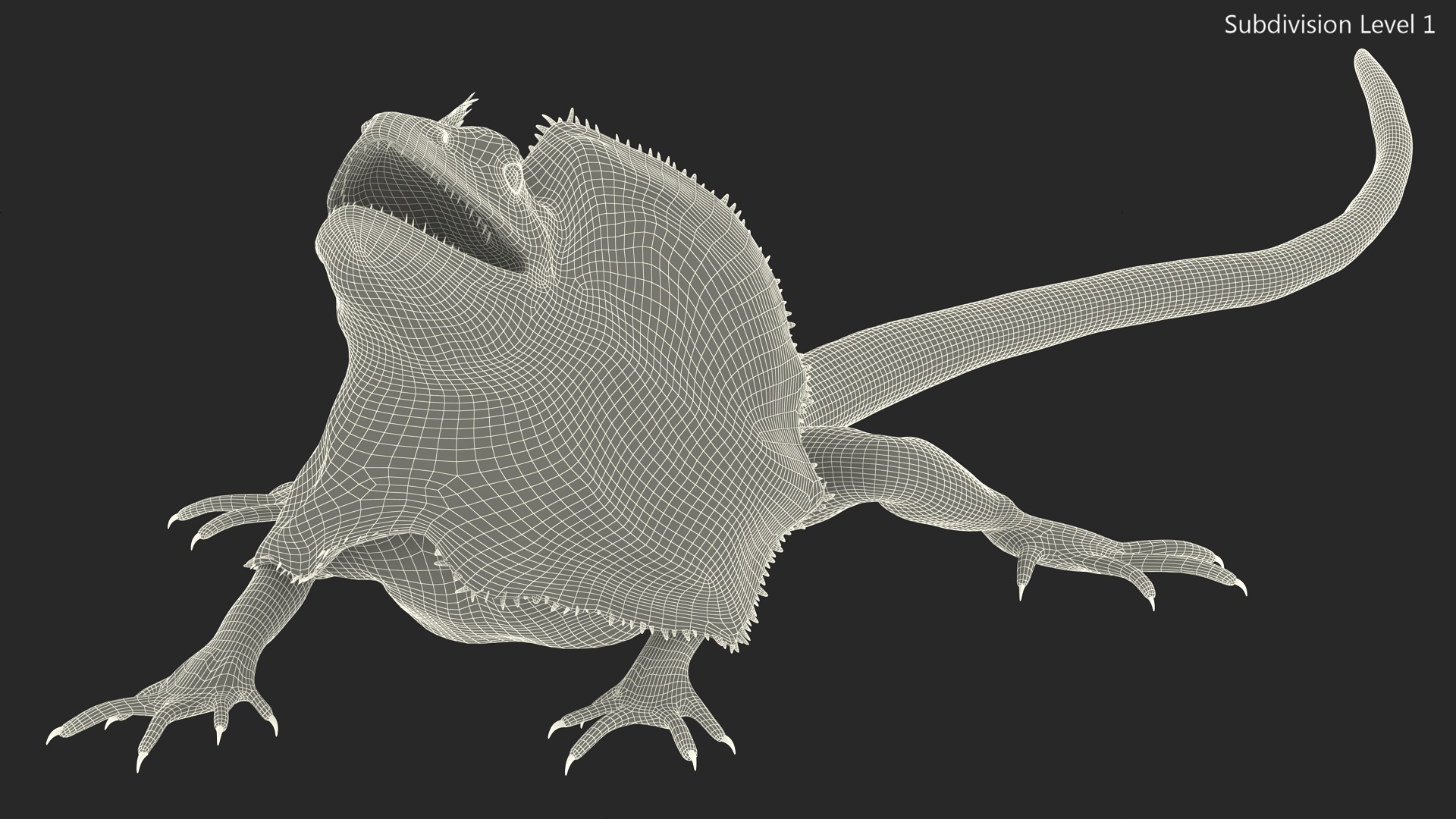 3D Frilled Dragon Crawling Pose model