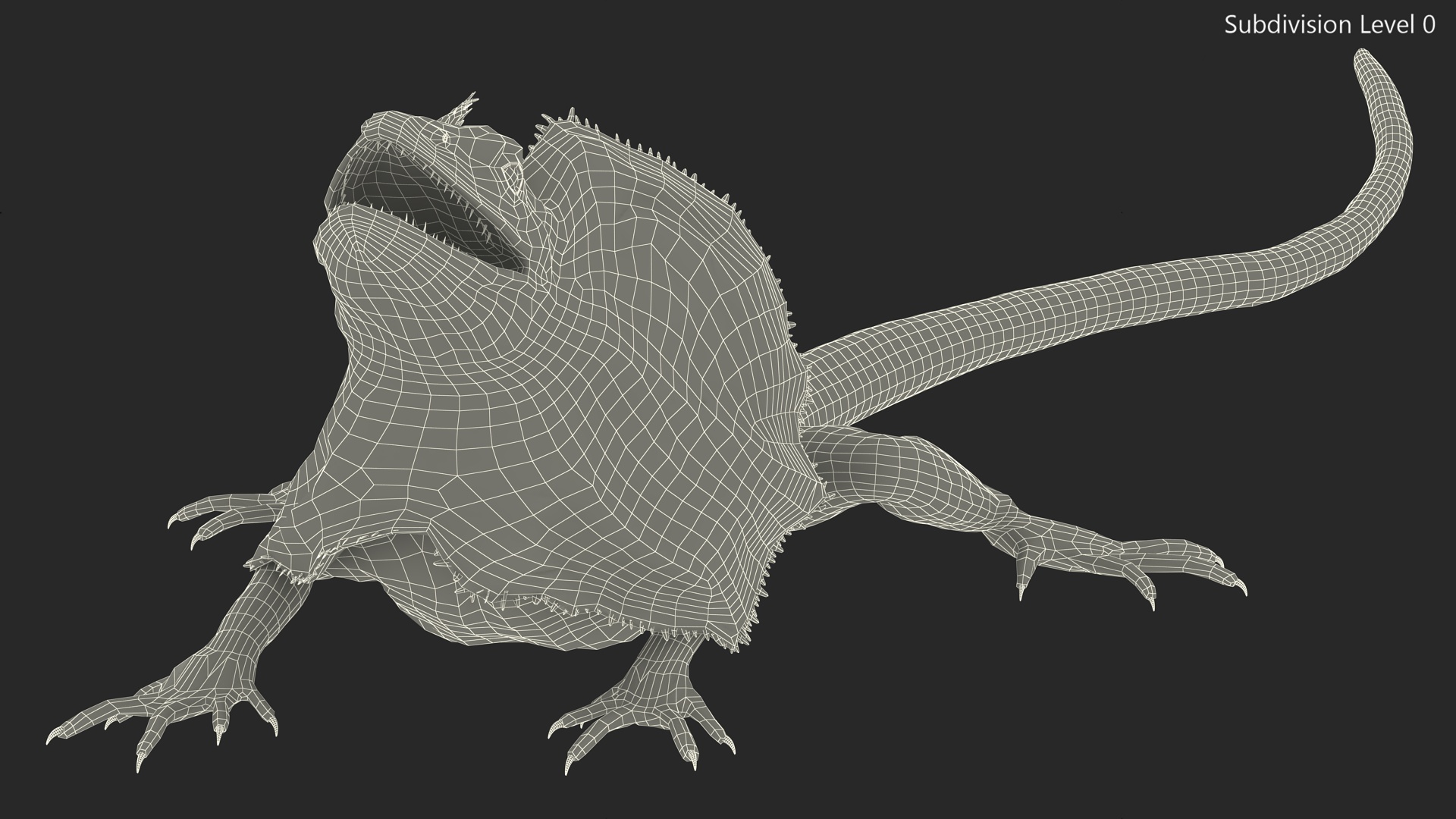 3D Frilled Dragon Crawling Pose model
