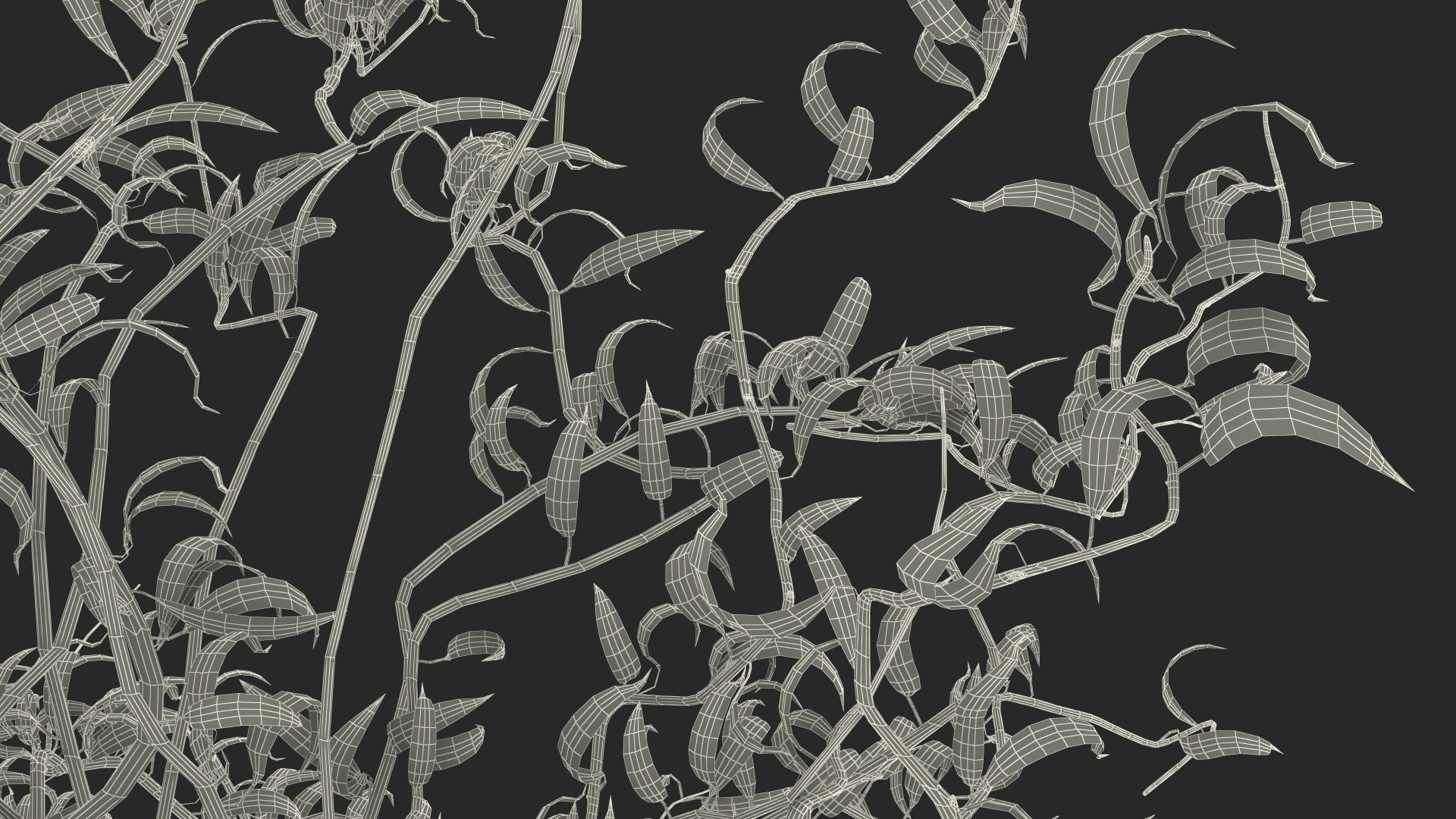 3D Curly Willow Branches with Leafs in Glass Vase