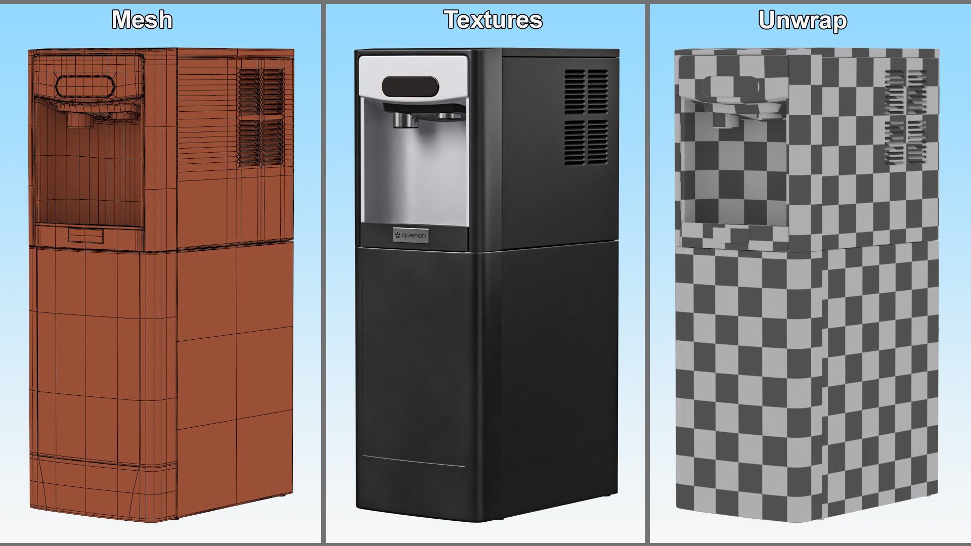 3D Touchless Water Dispenser Quench Ice Off State