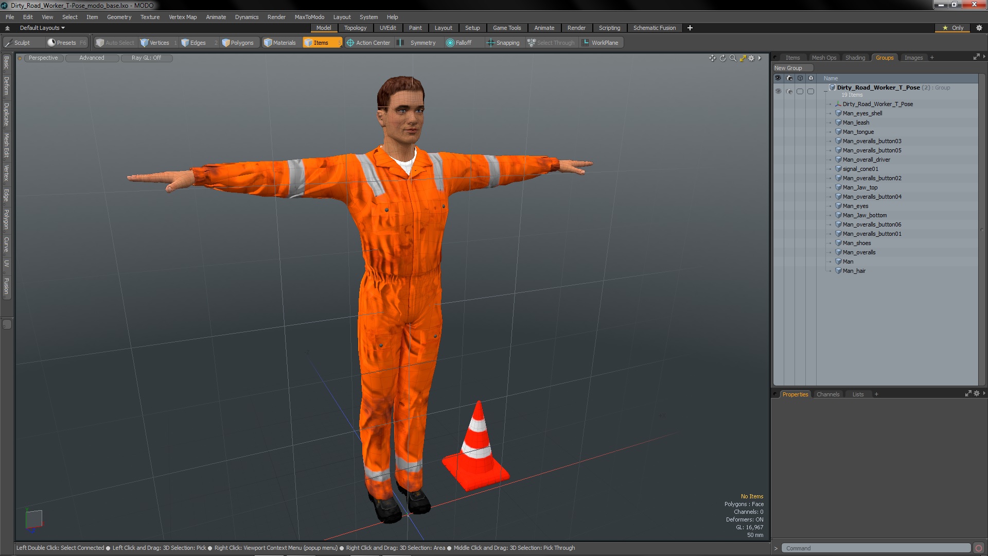 Dirty Road Worker T-Pose 3D model
