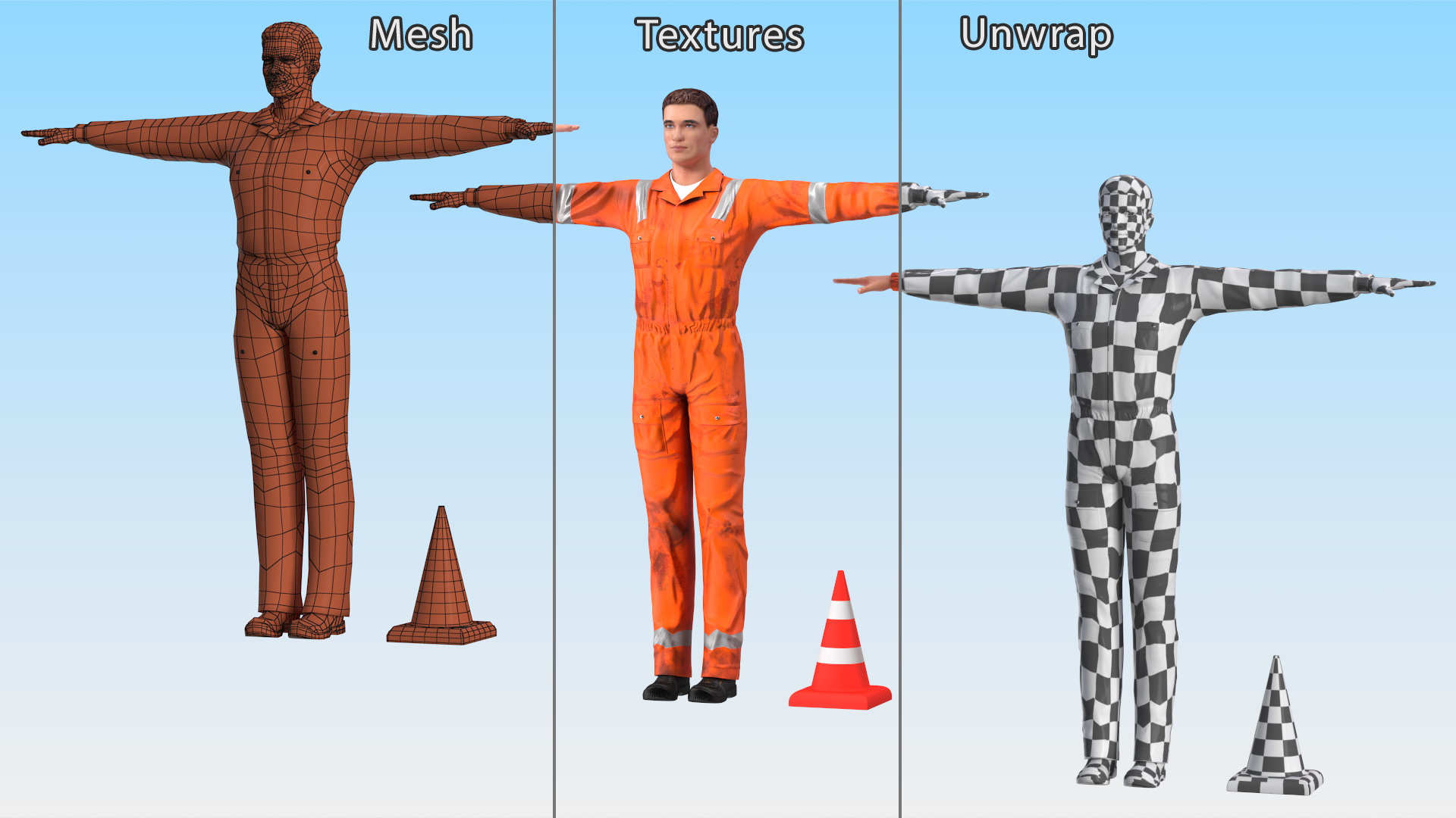 Dirty Road Worker T-Pose 3D model