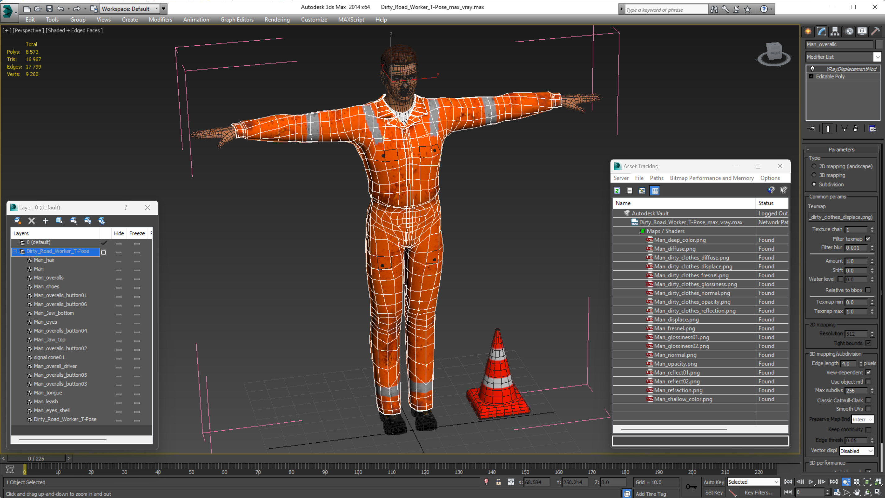 Dirty Road Worker T-Pose 3D model