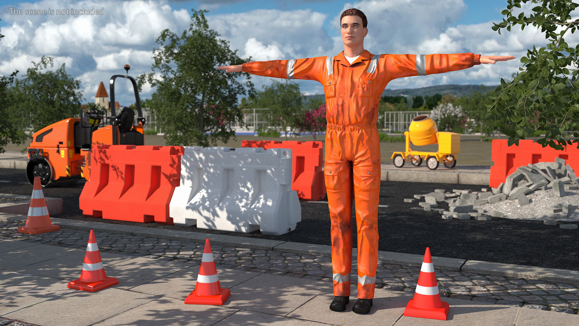 Dirty Road Worker T-Pose 3D model