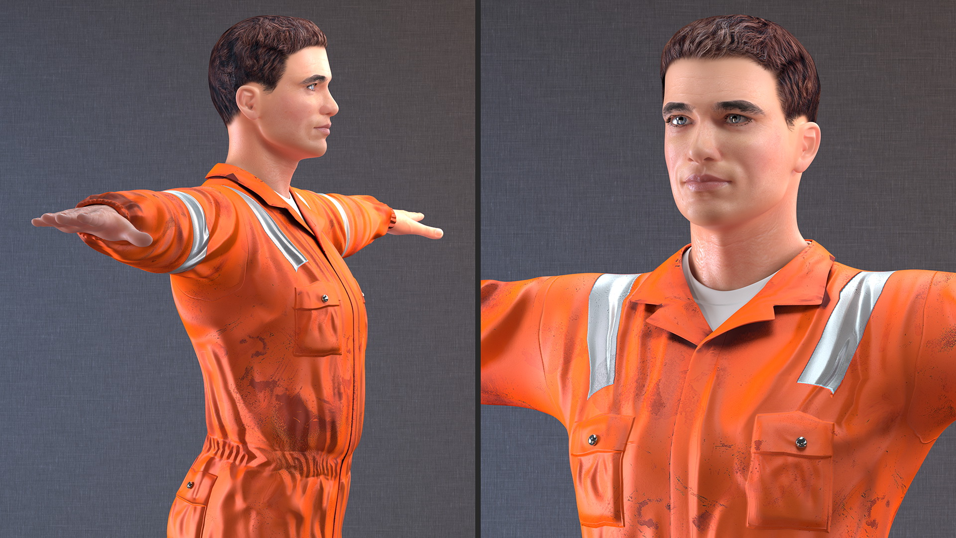 Dirty Road Worker T-Pose 3D model