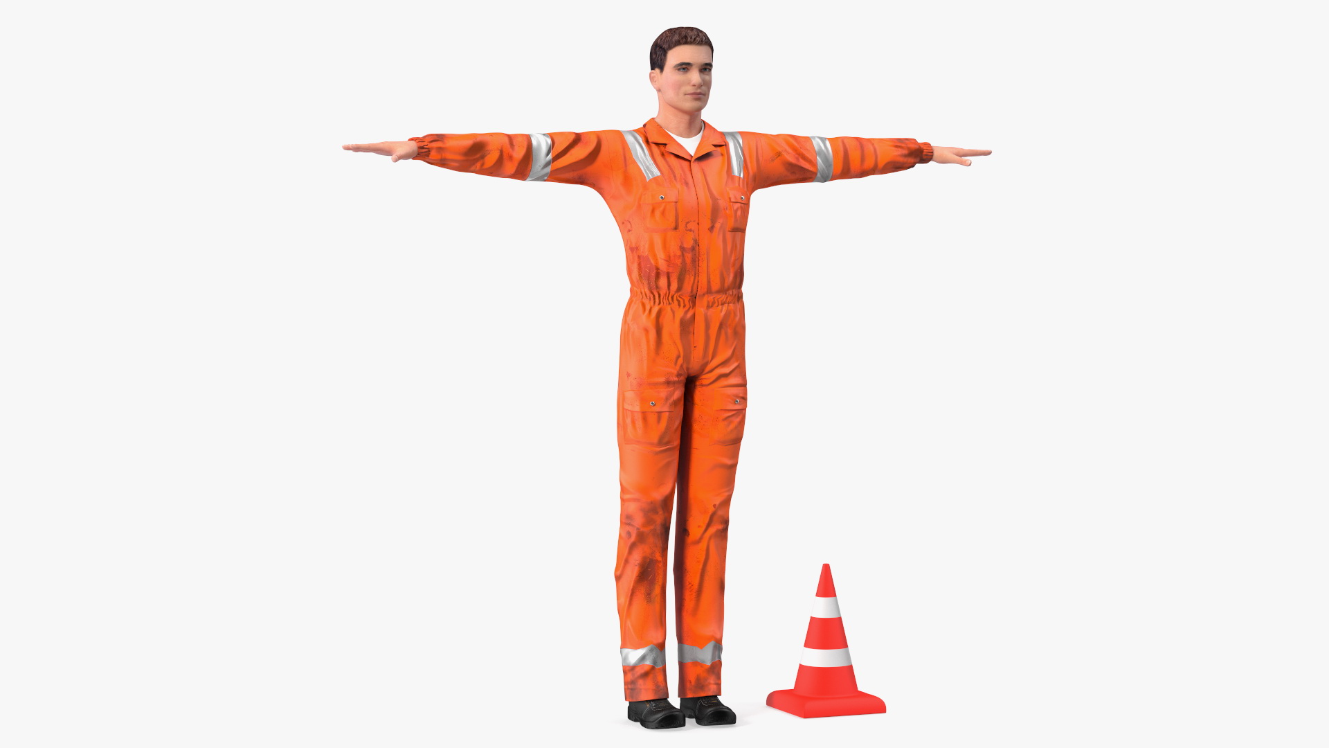 Dirty Road Worker T-Pose 3D model