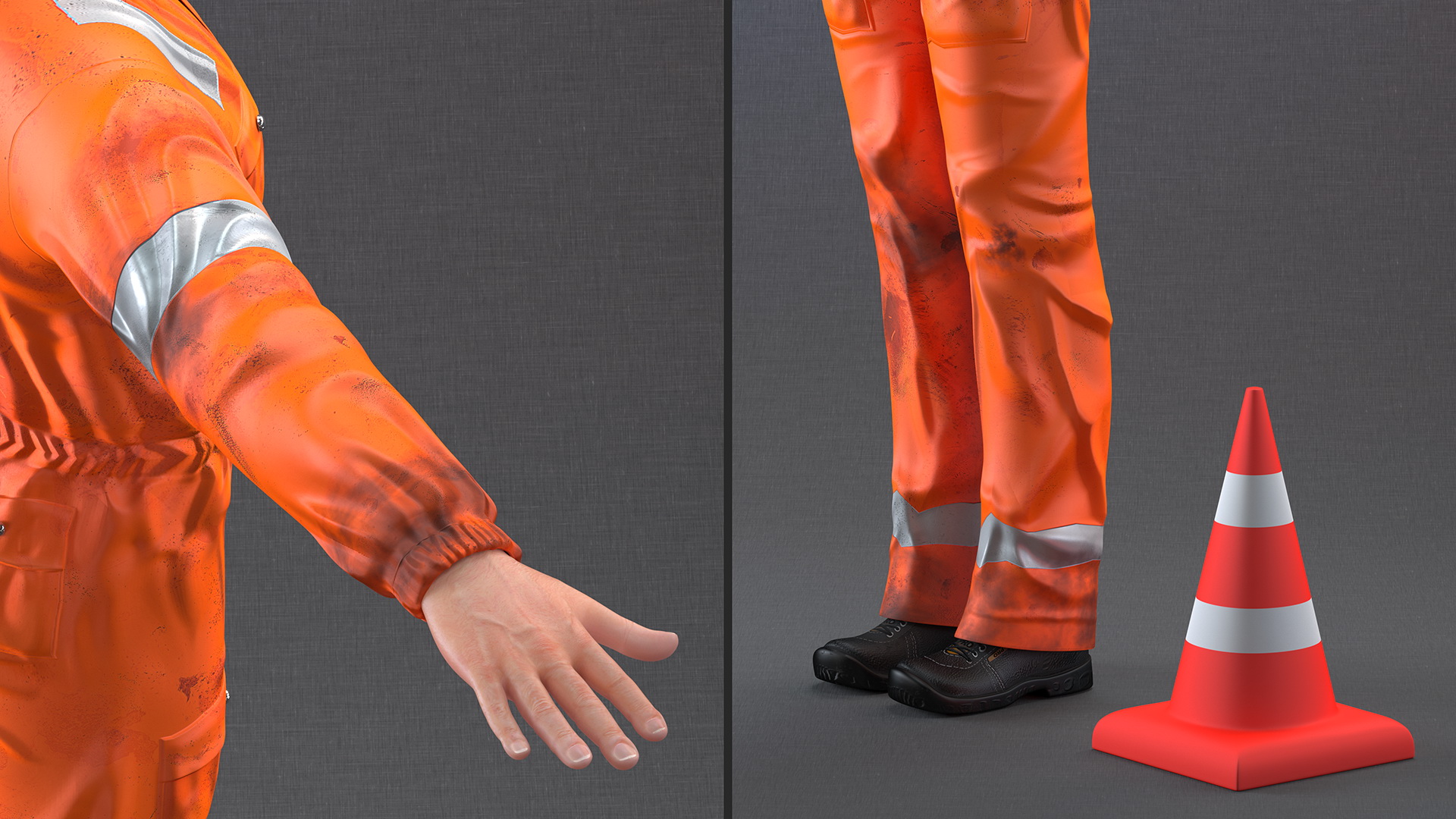 Dirty Road Worker T-Pose 3D model